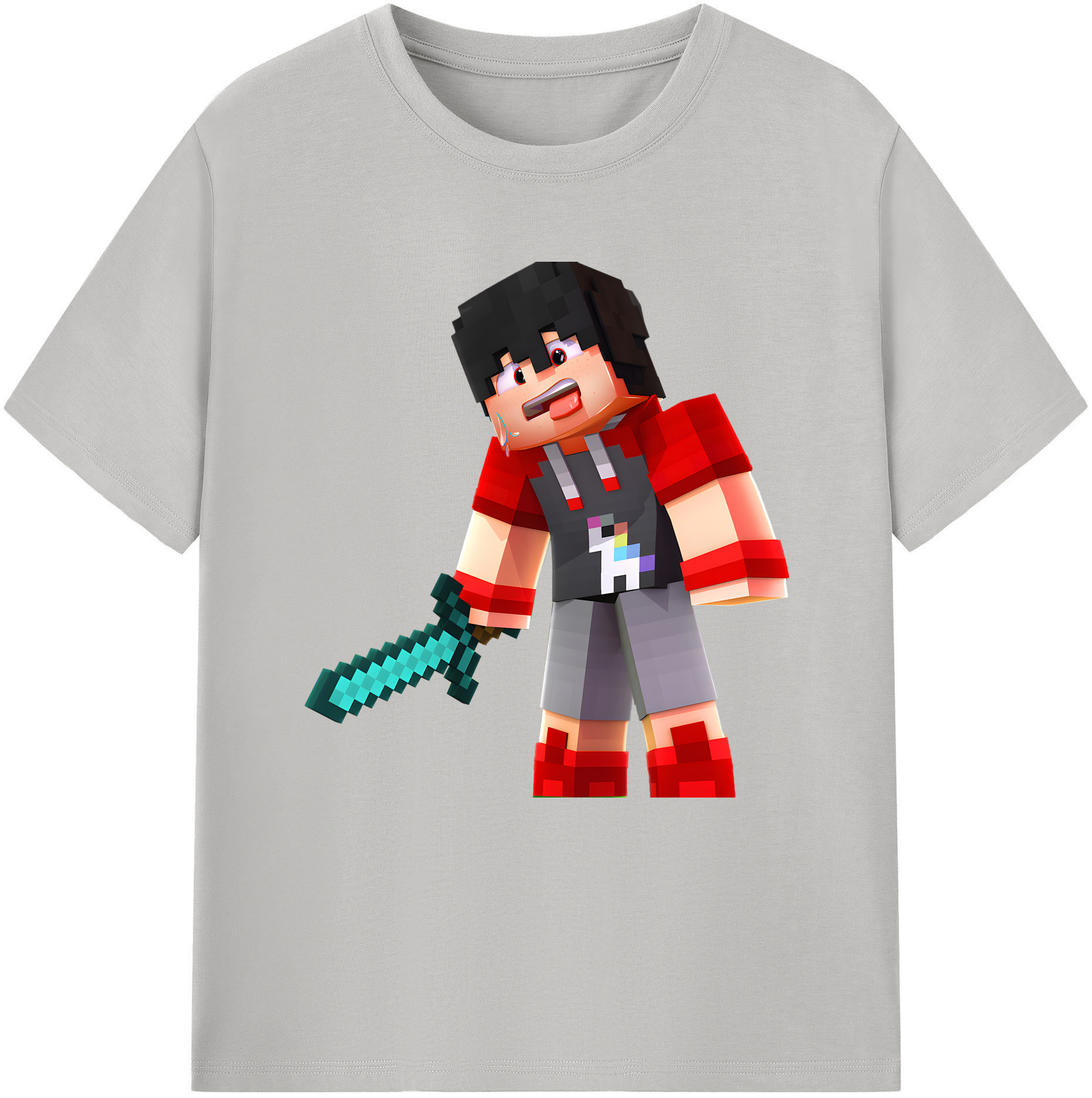 （画像用） マインクラフト ブロックの世界 Minecraft MC Block world レディースカジュアルプリントTシャツ（綿100％）