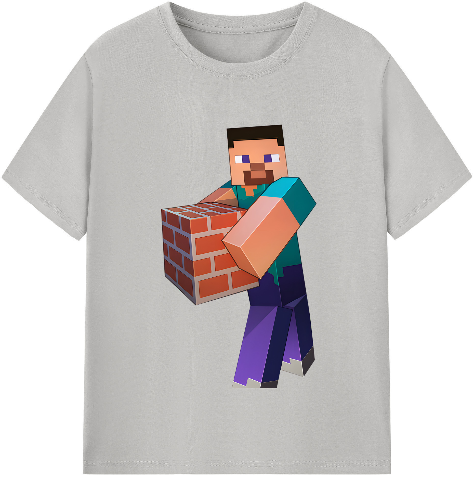 （画像用） マインクラフト ブロックの世界 Minecraft MC Block world レディースカジュアルプリントTシャツ（綿100％）
