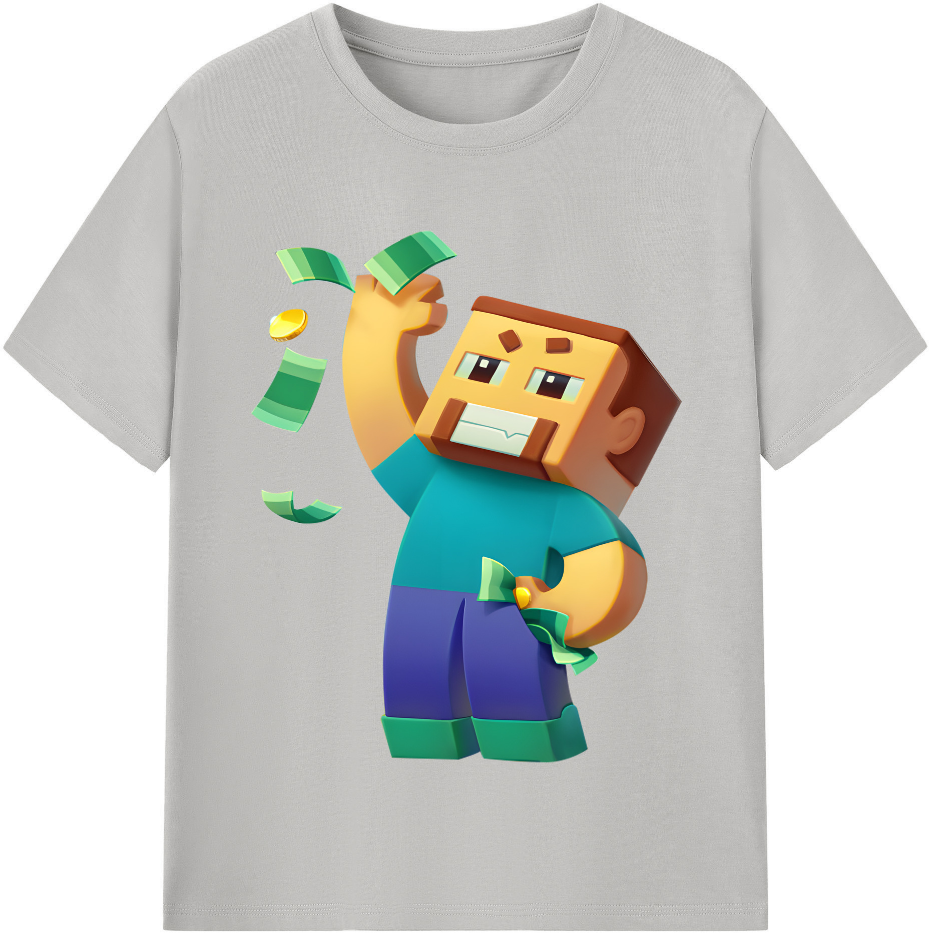 （画像用） マインクラフト ブロックの世界 Minecraft MC Block world レディースカジュアルプリントTシャツ（綿100％）