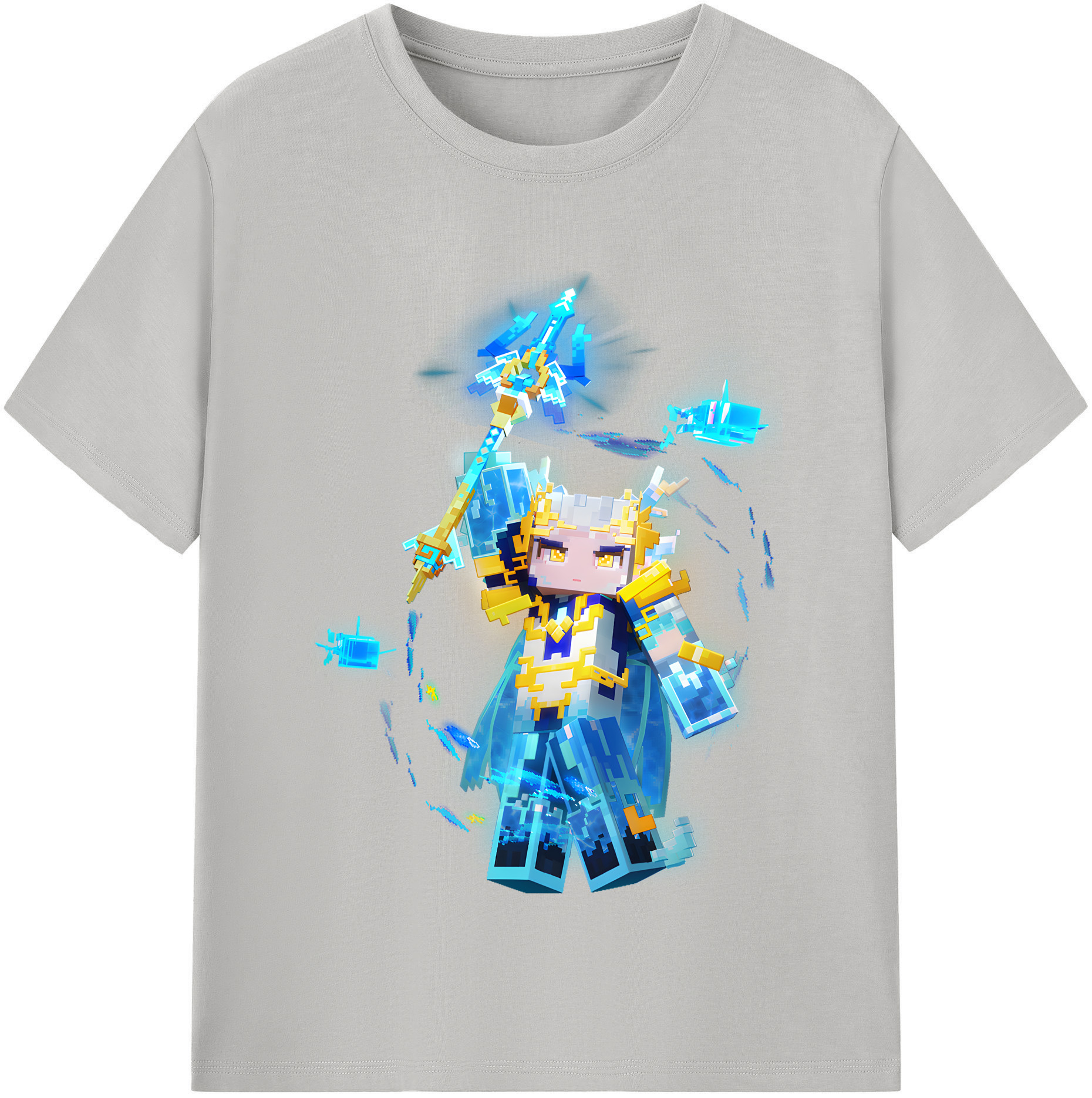 （画像用） マインクラフト ブロックの世界 Minecraft MC Block world レディースカジュアルプリントTシャツ（綿100％）