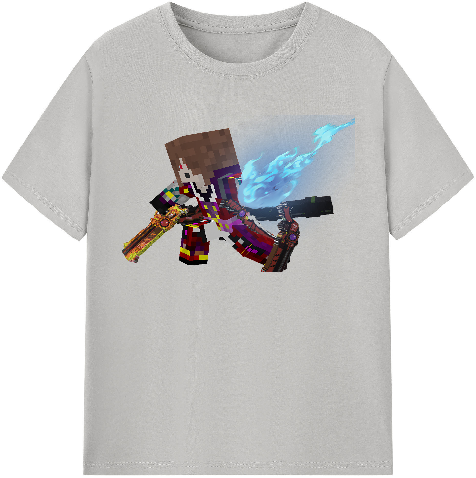 （画像用） マインクラフト ブロックの世界 Minecraft MC Block world レディースカジュアルプリントTシャツ（綿100％）