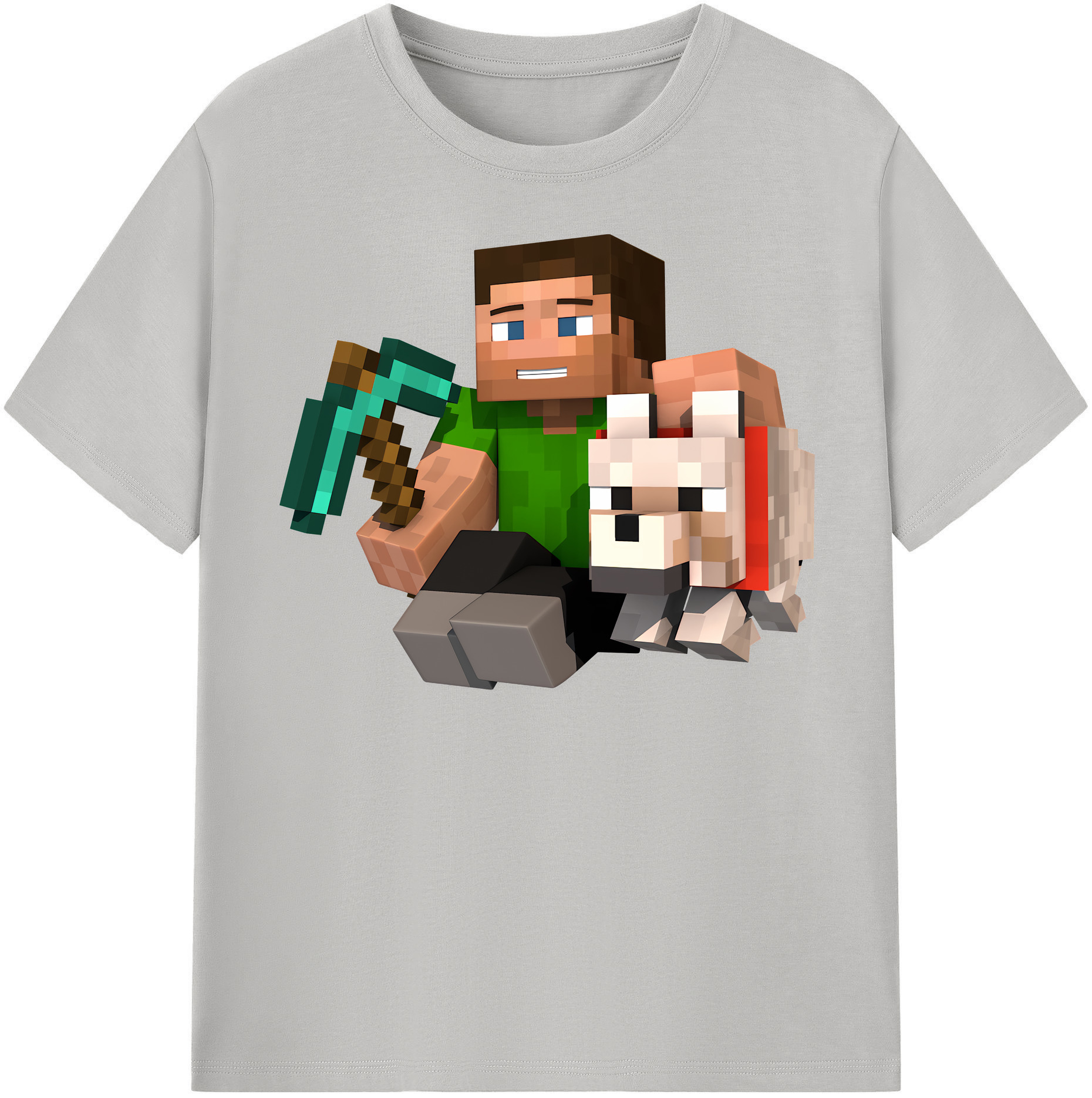 （画像用） マインクラフト ブロックの世界 Minecraft MC Block world レディースカジュアルプリントTシャツ（綿100％）