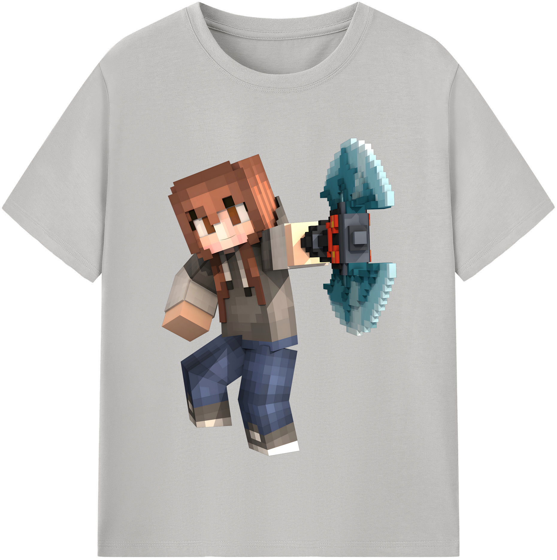 （画像用） マインクラフト ブロックの世界 Minecraft MC Block world レディースカジュアルプリントTシャツ（綿100％）