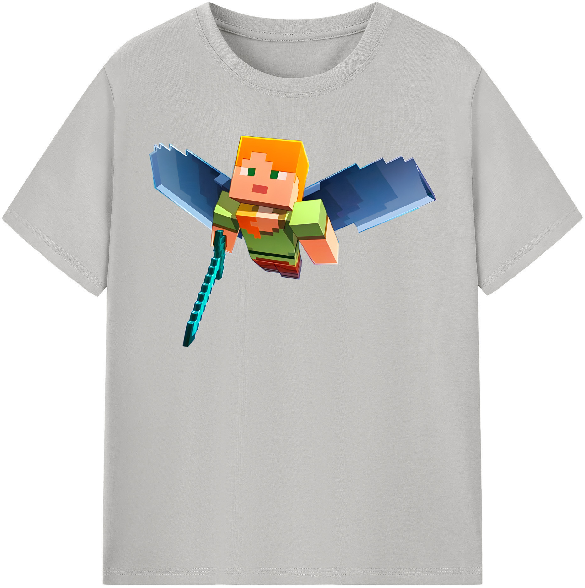 （画像用） マインクラフト ブロックの世界 Minecraft MC Block world レディースカジュアルプリントTシャツ（綿100％）