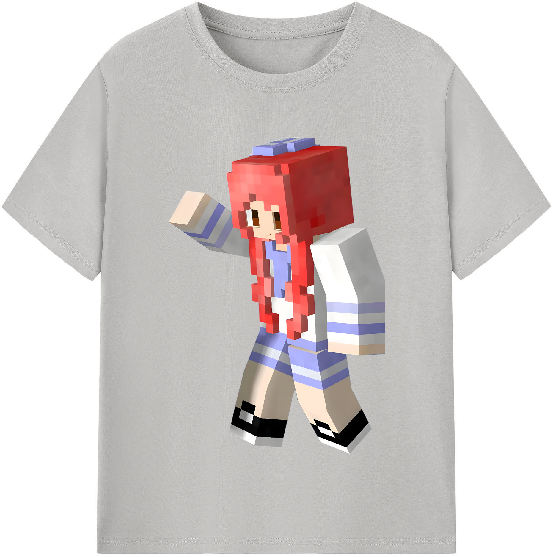 （画像用） マインクラフト ブロックの世界 Minecraft MC Block world レディースカジュアルプリントTシャツ（綿100％）