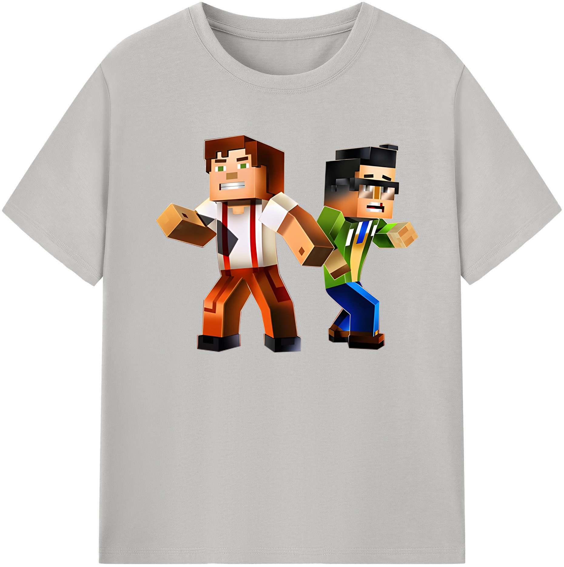 （画像用） マインクラフト ブロックの世界 Minecraft MC Block world レディースカジュアルプリントTシャツ（綿100％）