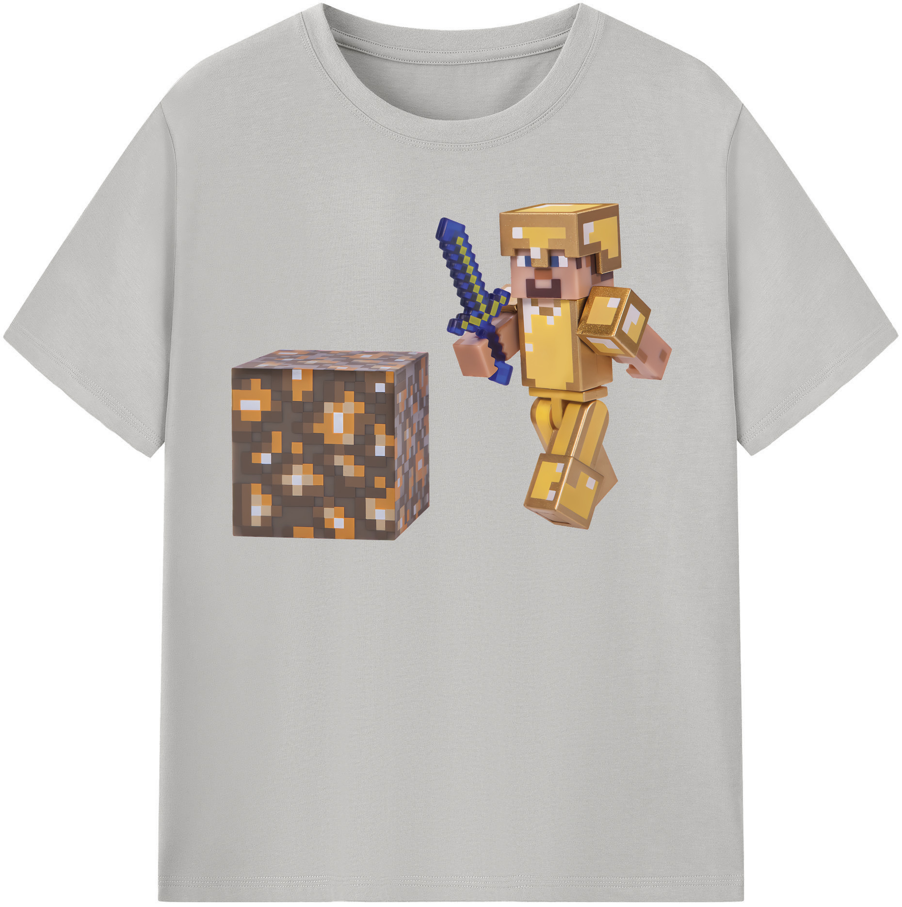 （画像用） マインクラフト ブロックの世界 Minecraft MC Block world レディースカジュアルプリントTシャツ（綿100％）