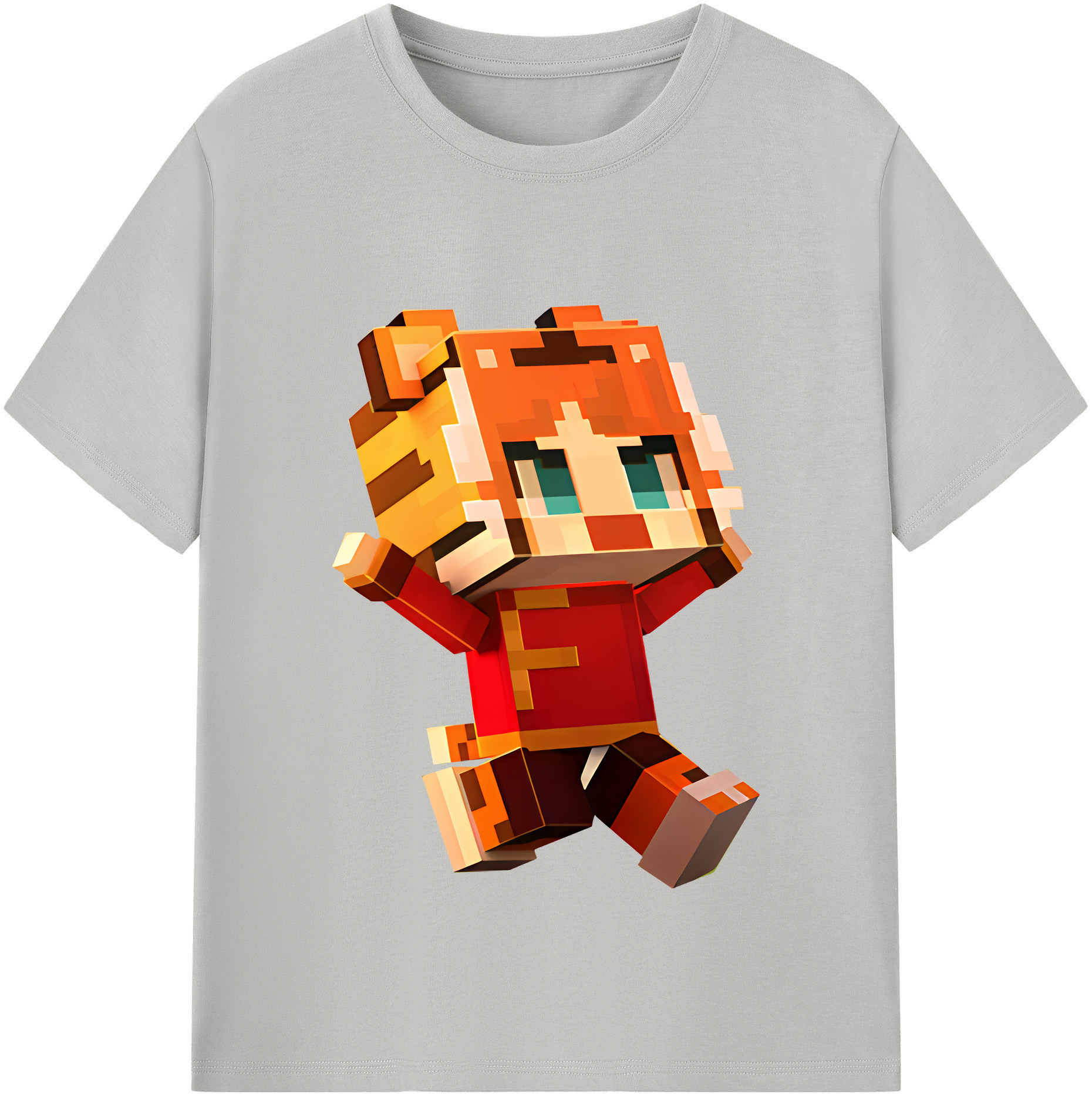 （画像用） マインクラフト ブロックの世界 Minecraft MC Block world レディースカジュアルプリントTシャツ（綿100％）
