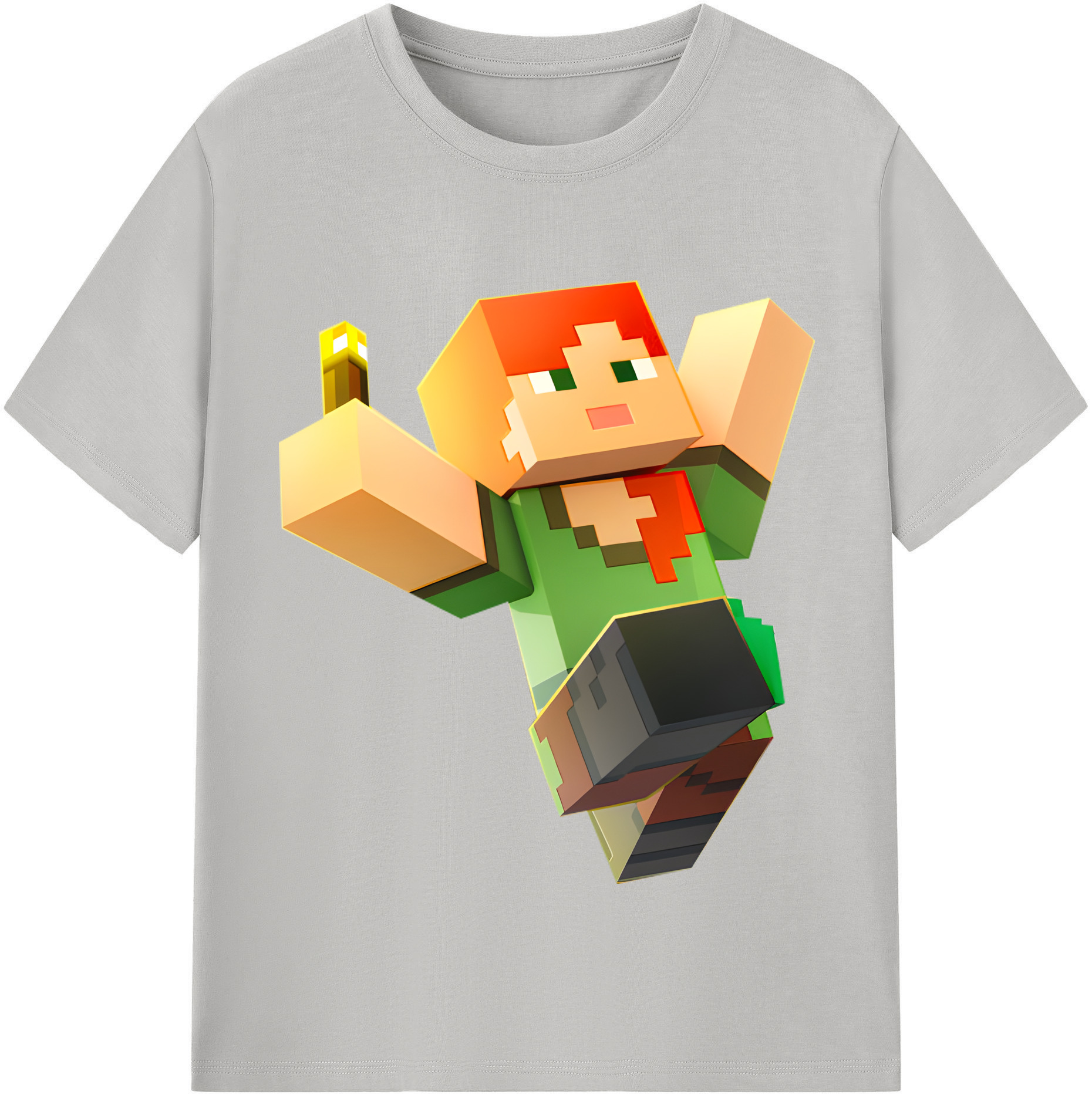 （画像用） マインクラフト ブロックの世界 Minecraft MC Block world レディースカジュアルプリントTシャツ（綿100％）