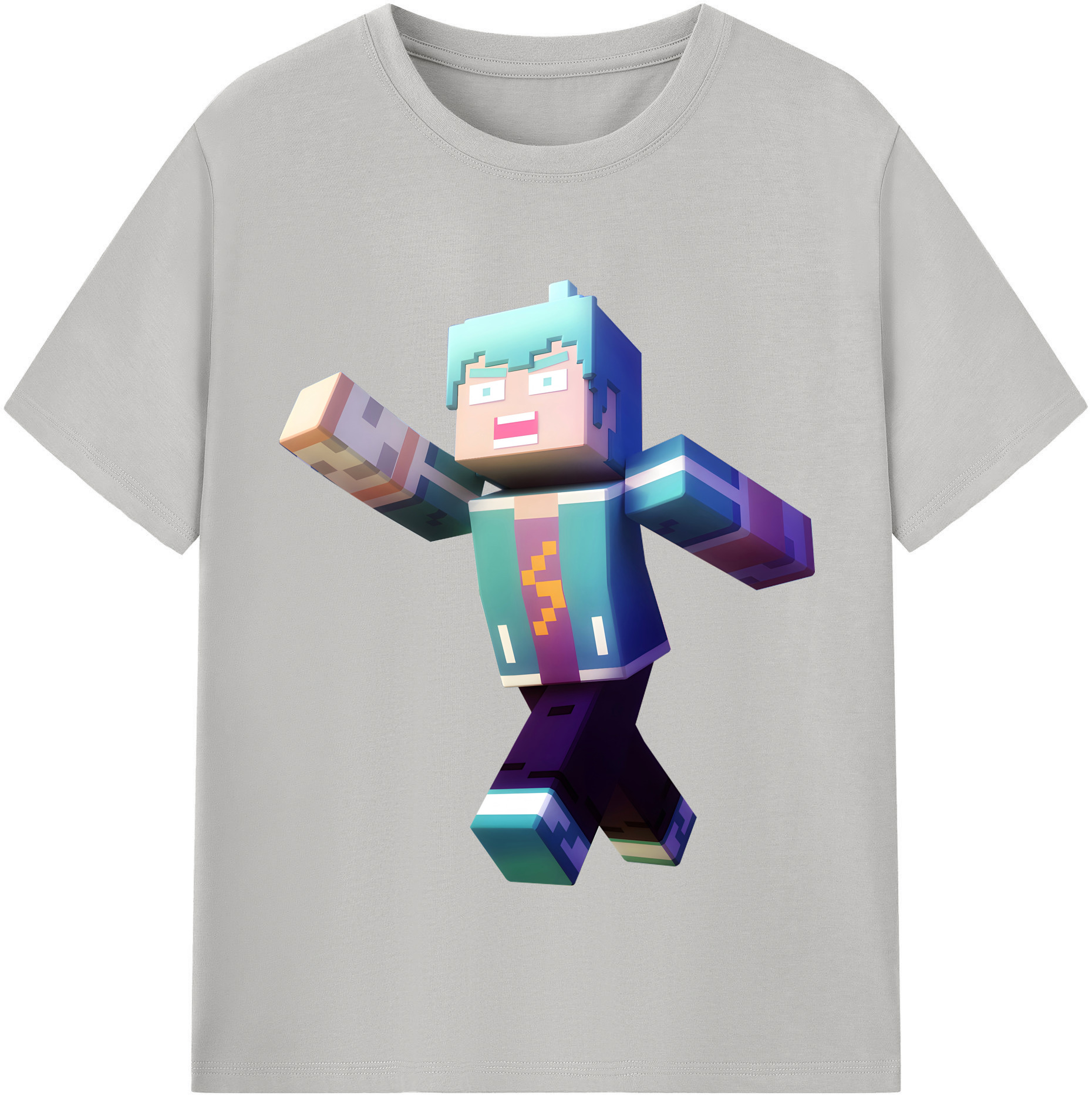 （画像用） マインクラフト ブロックの世界 Minecraft MC Block world レディースカジュアルプリントTシャツ（綿100％）