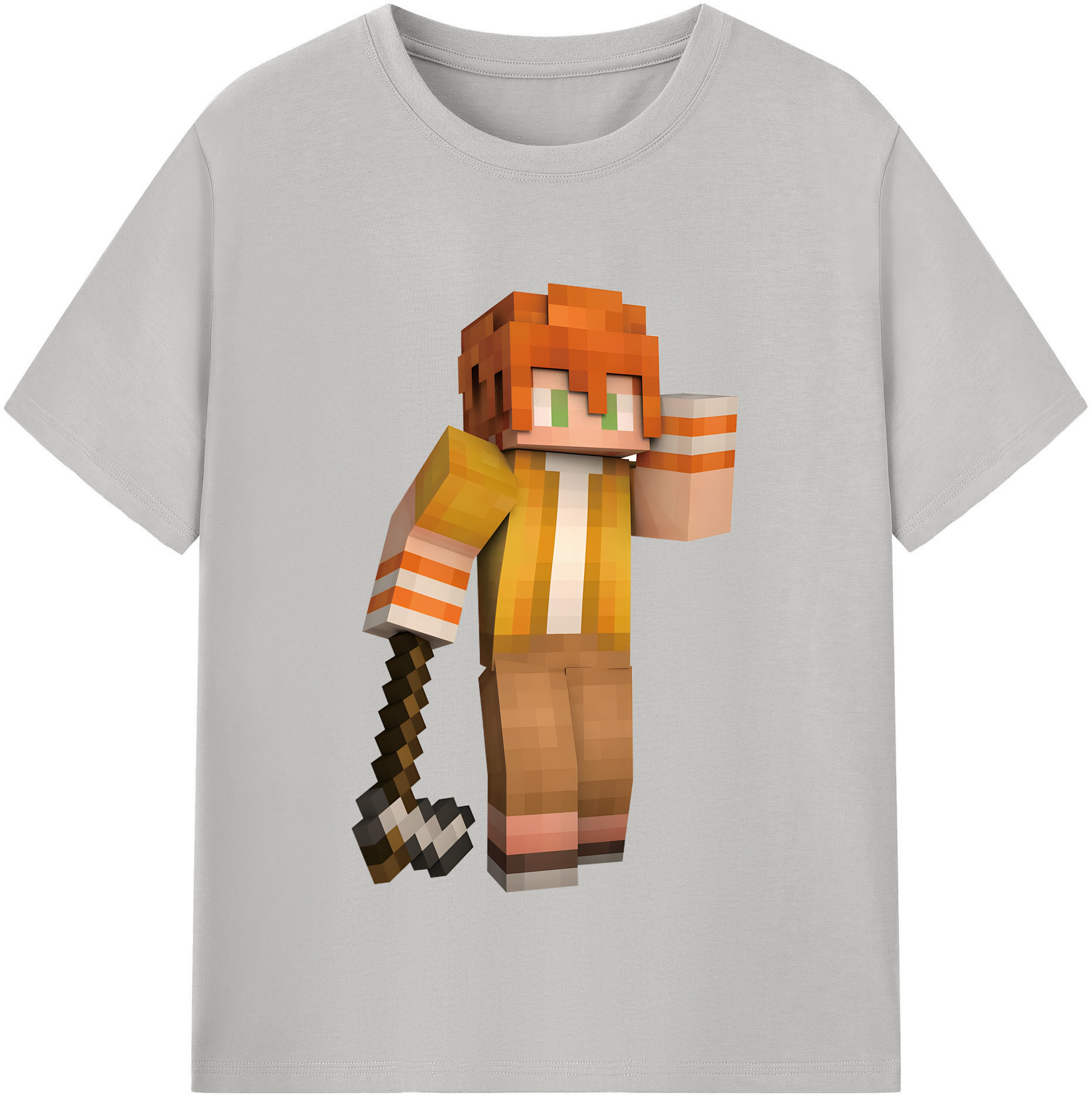 （画像用） マインクラフト ブロックの世界 Minecraft MC Block world レディースカジュアルプリントTシャツ（綿100％）