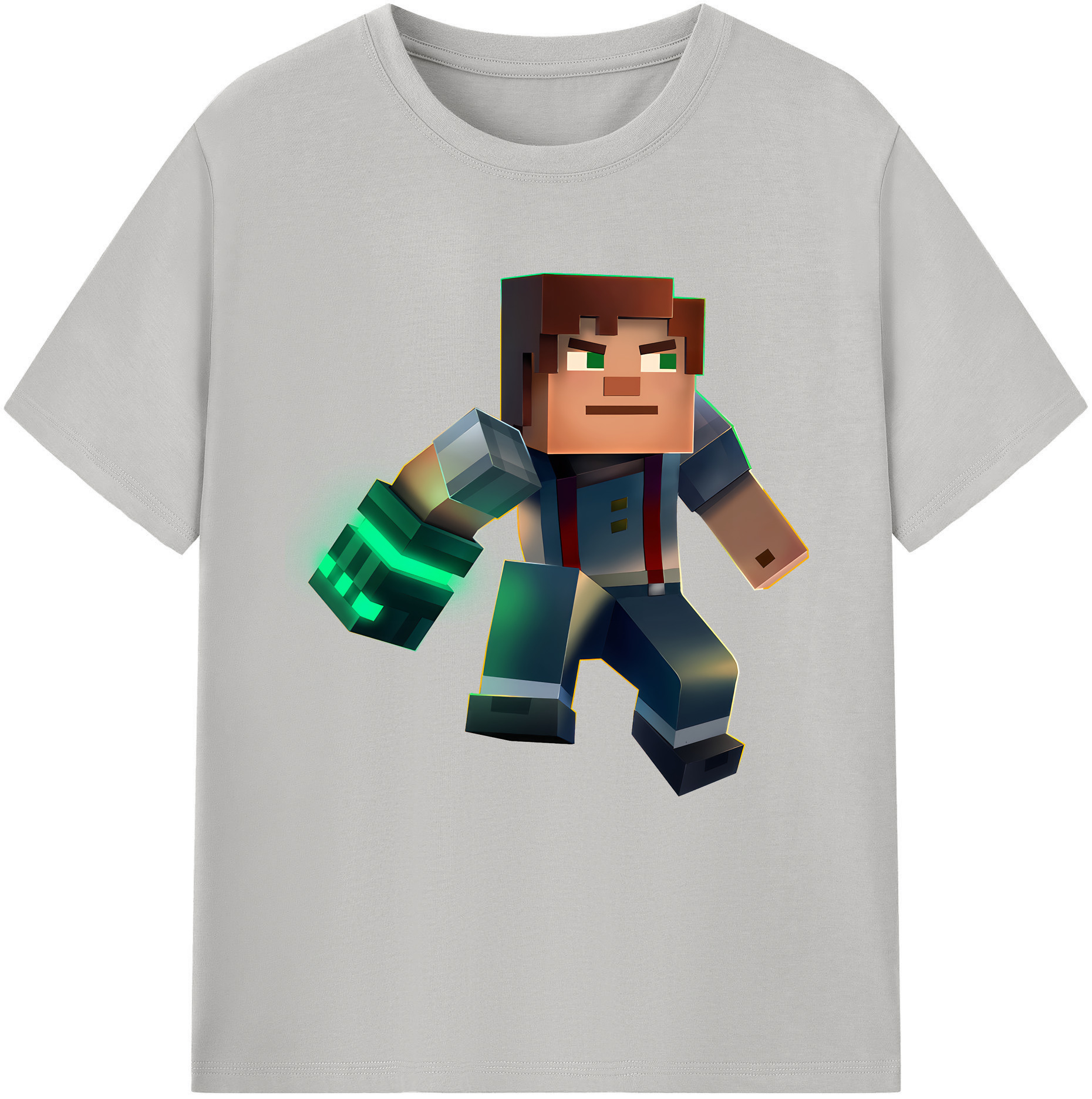 （画像用） マインクラフト ブロックの世界 Minecraft MC Block world レディースカジュアルプリントTシャツ（綿100％）
