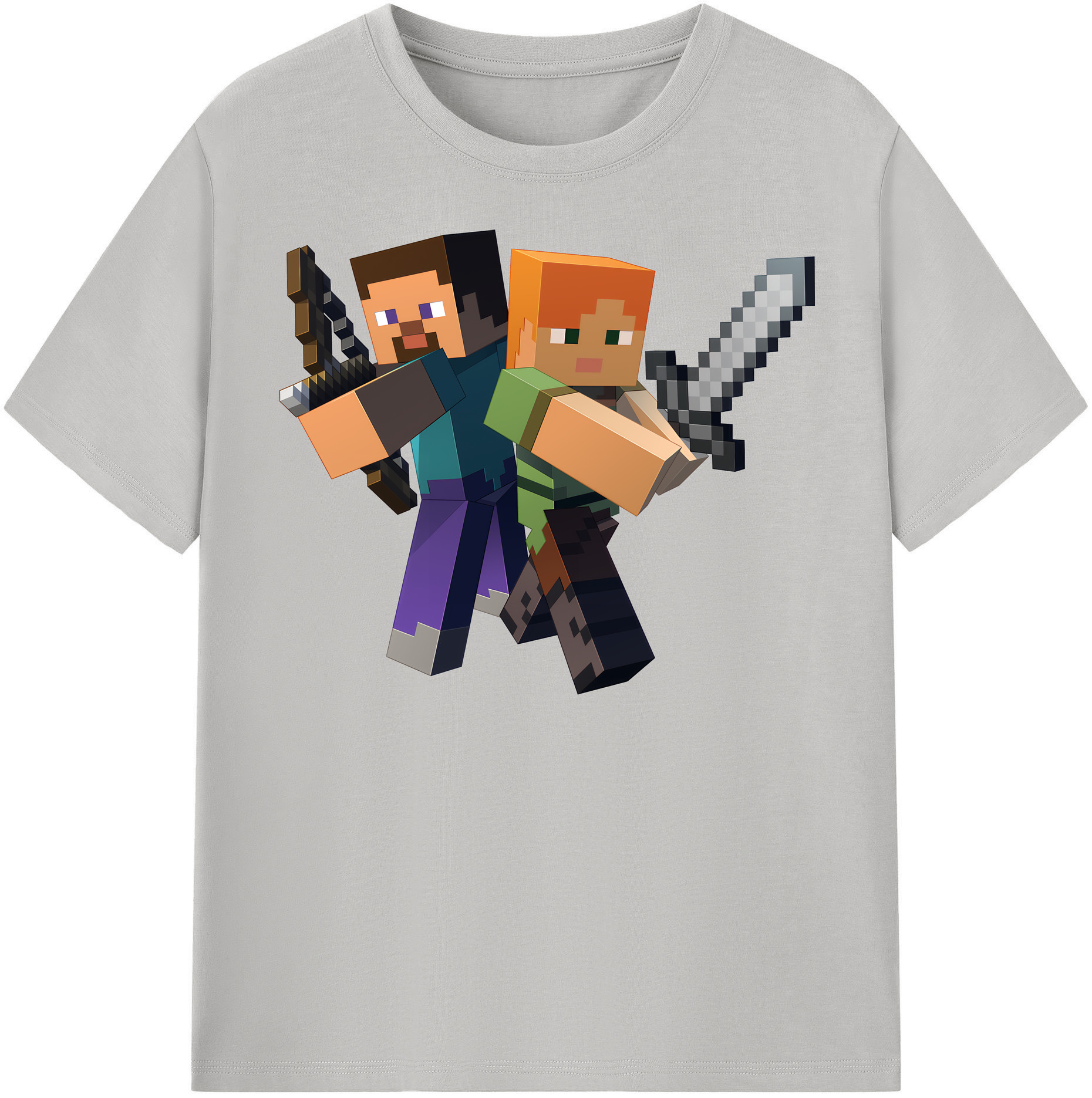 （画像用） マインクラフト ブロックの世界 Minecraft MC Block world レディースカジュアルプリントTシャツ（綿100％）