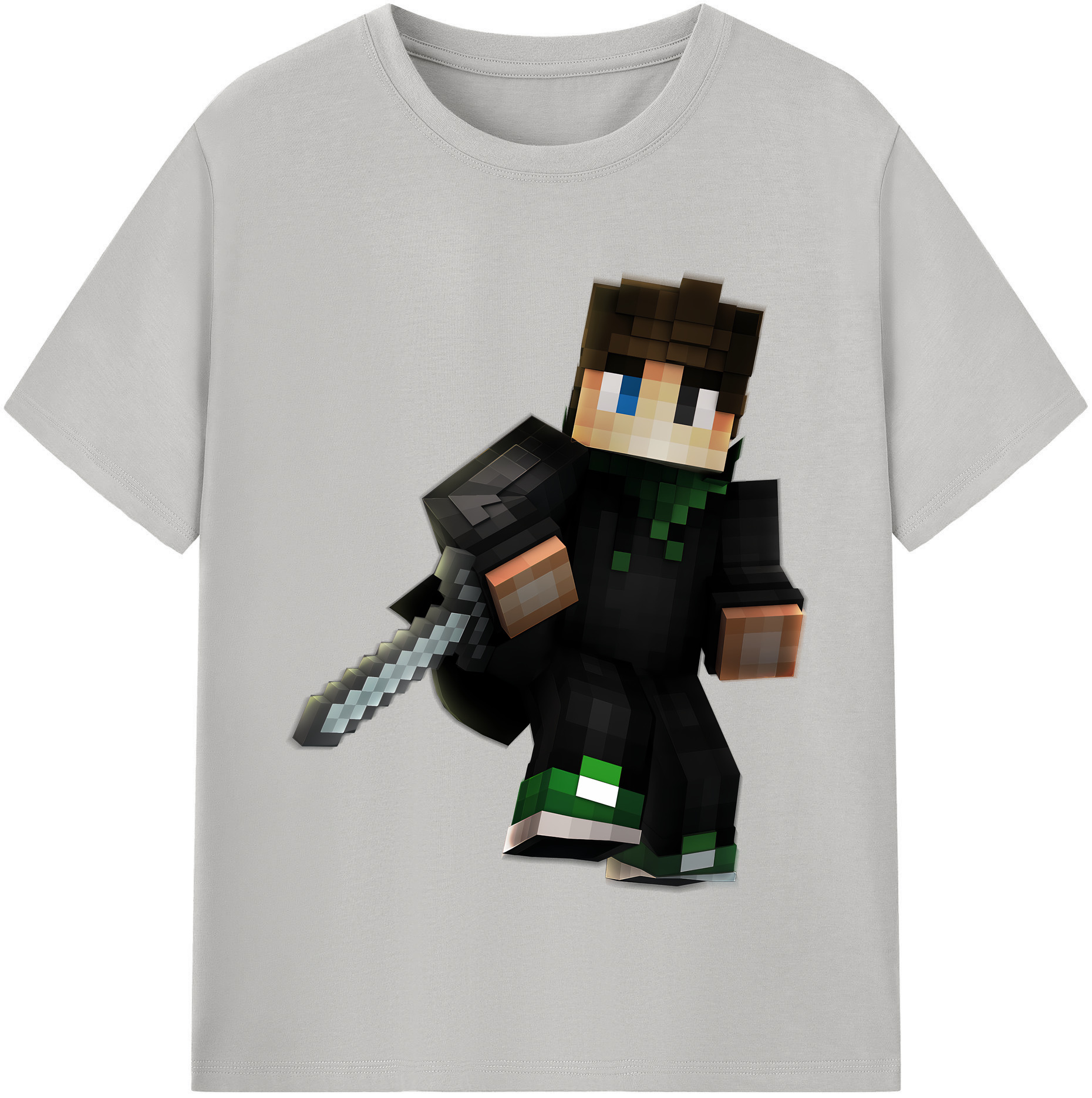 （画像用） マインクラフト ブロックの世界 Minecraft MC Block world レディースカジュアルプリントTシャツ（綿100％）