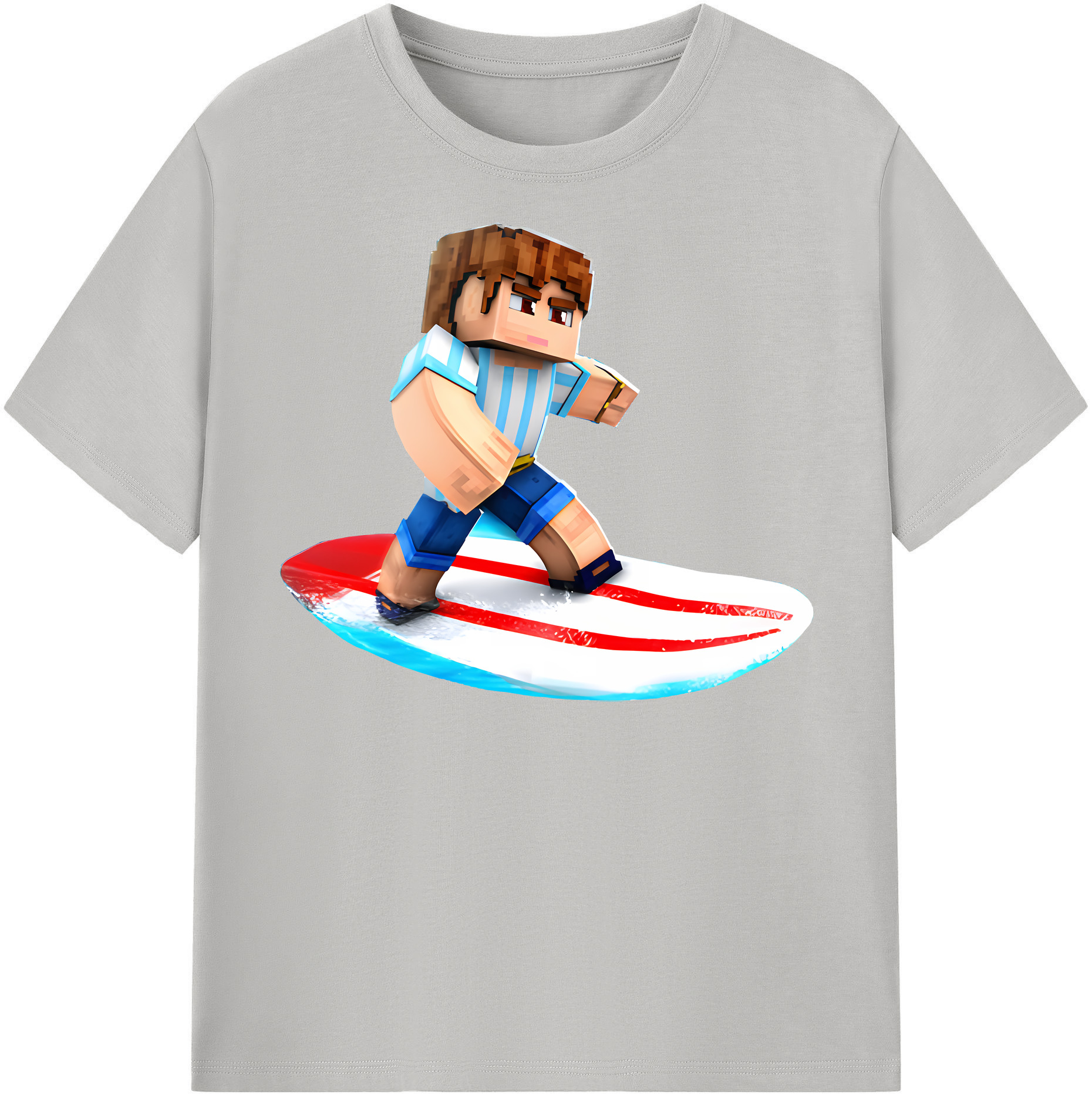 （画像用） マインクラフト ブロックの世界 Minecraft MC Block world レディースカジュアルプリントTシャツ（綿100％）