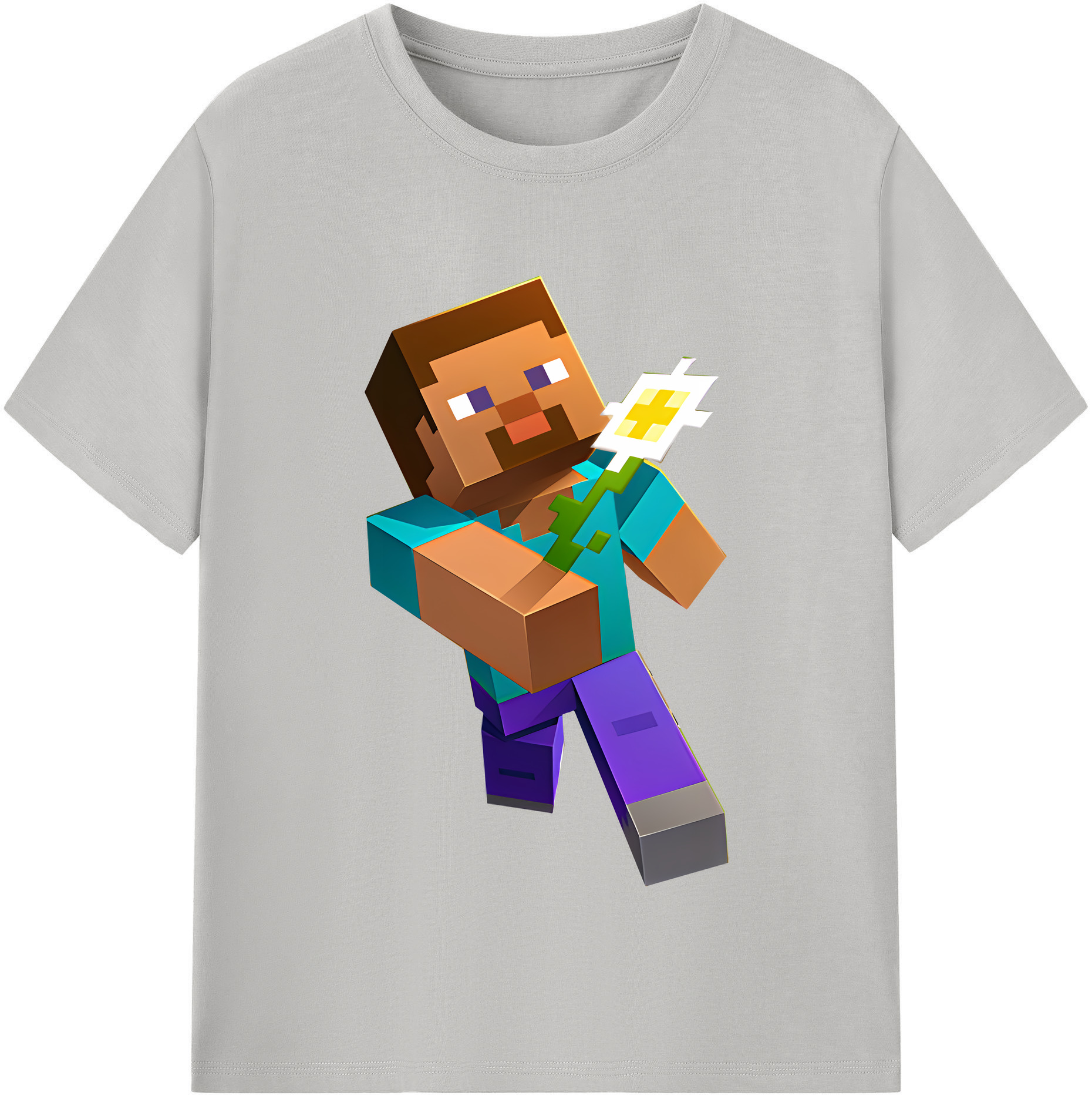 （画像用） マインクラフト ブロックの世界 Minecraft MC Block world レディースカジュアルプリントTシャツ（綿100％）