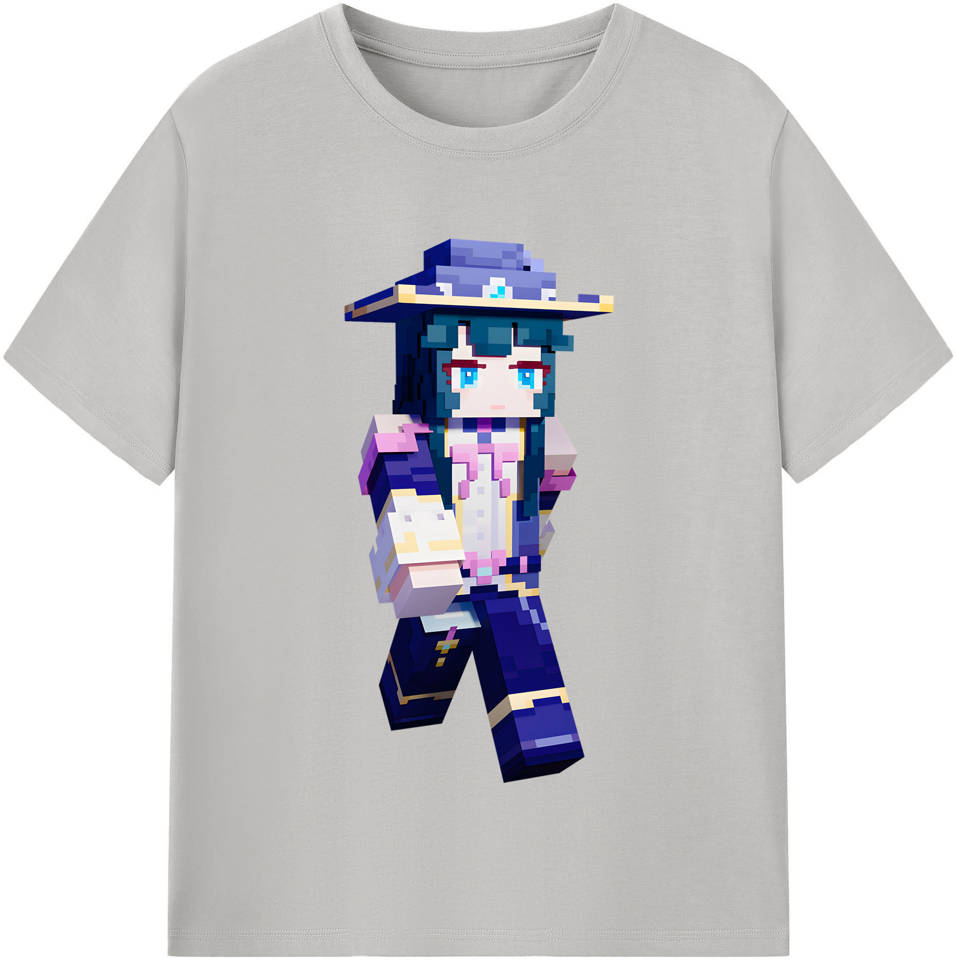 （画像用） マインクラフト ブロックの世界 Minecraft MC Block world レディースカジュアルプリントTシャツ（綿100％）