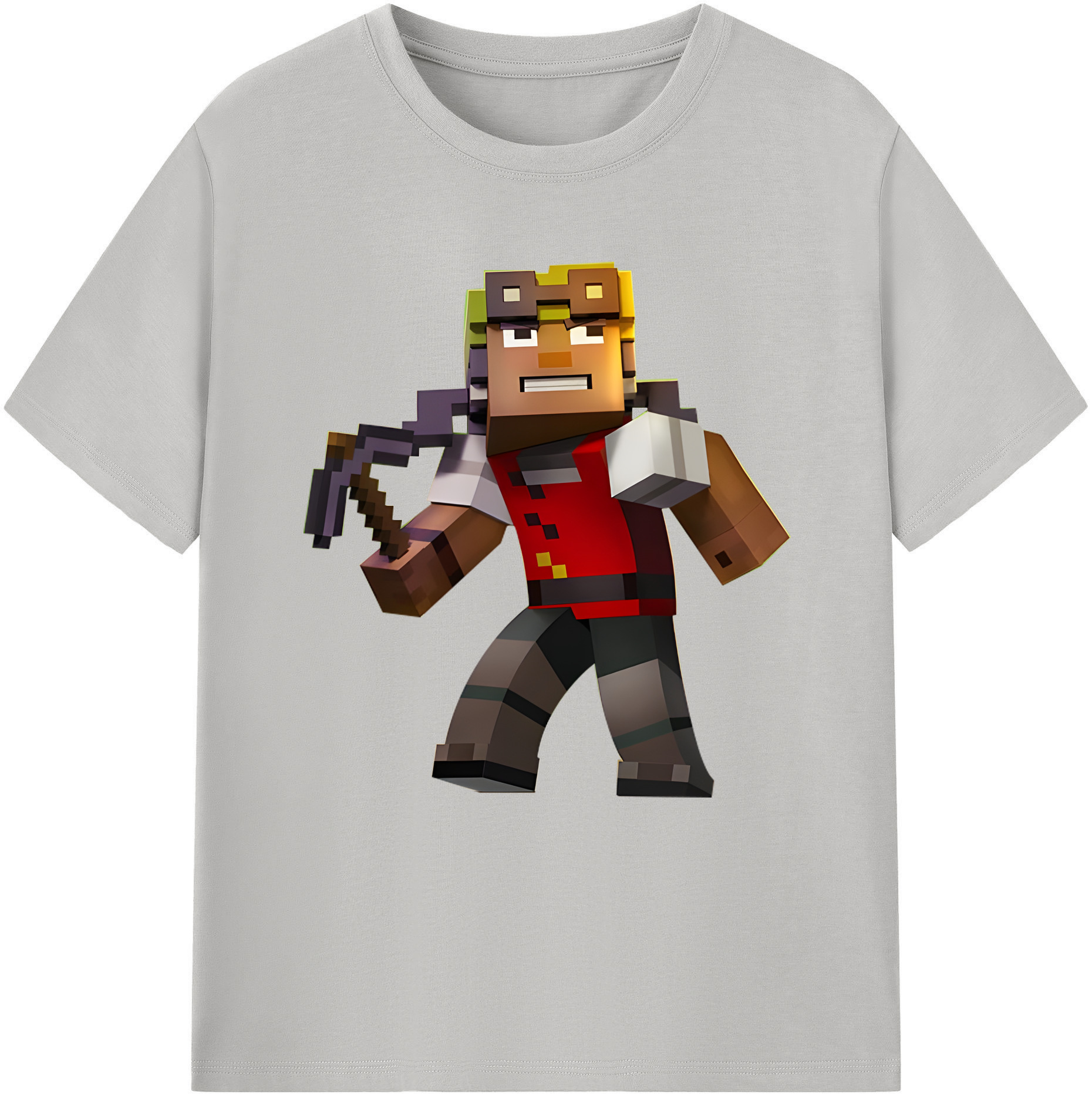 （画像用） マインクラフト ブロックの世界 Minecraft MC Block world レディースカジュアルプリントTシャツ（綿100％）