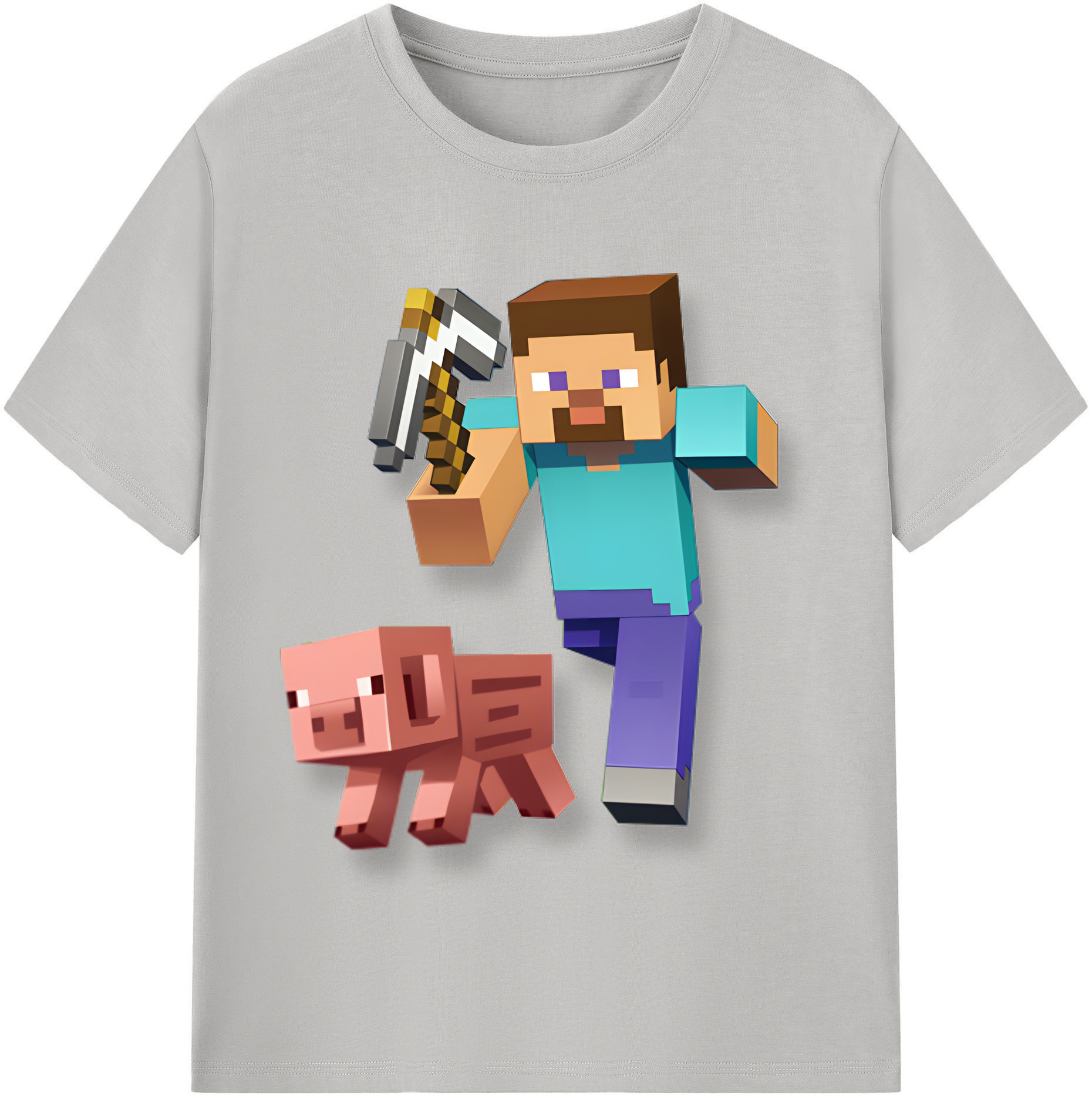 （画像用） マインクラフト ブロックの世界 Minecraft MC Block world レディースカジュアルプリントTシャツ（綿100％）