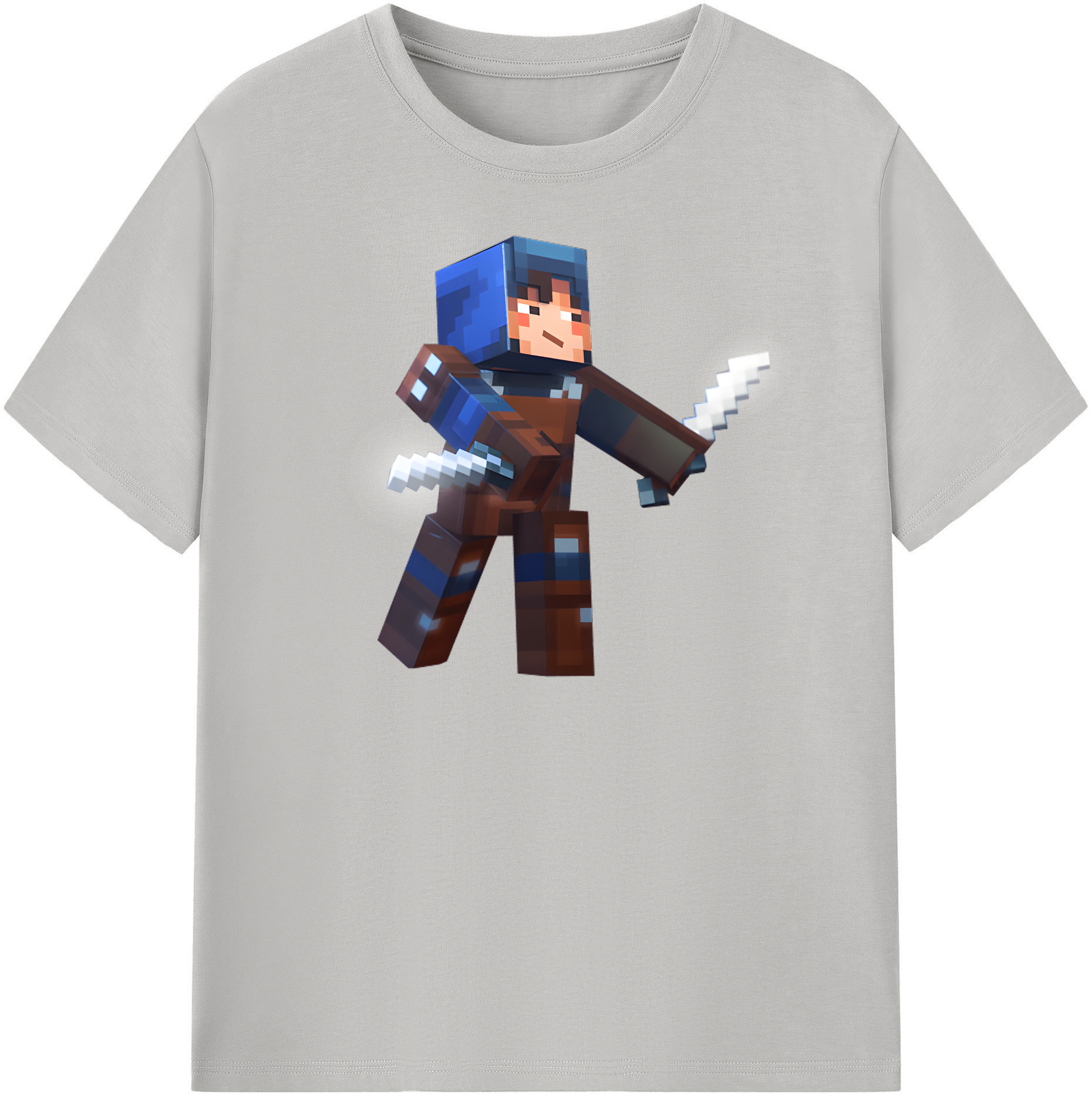 （画像用） マインクラフト ブロックの世界 Minecraft MC Block world レディースカジュアルプリントTシャツ（綿100％）