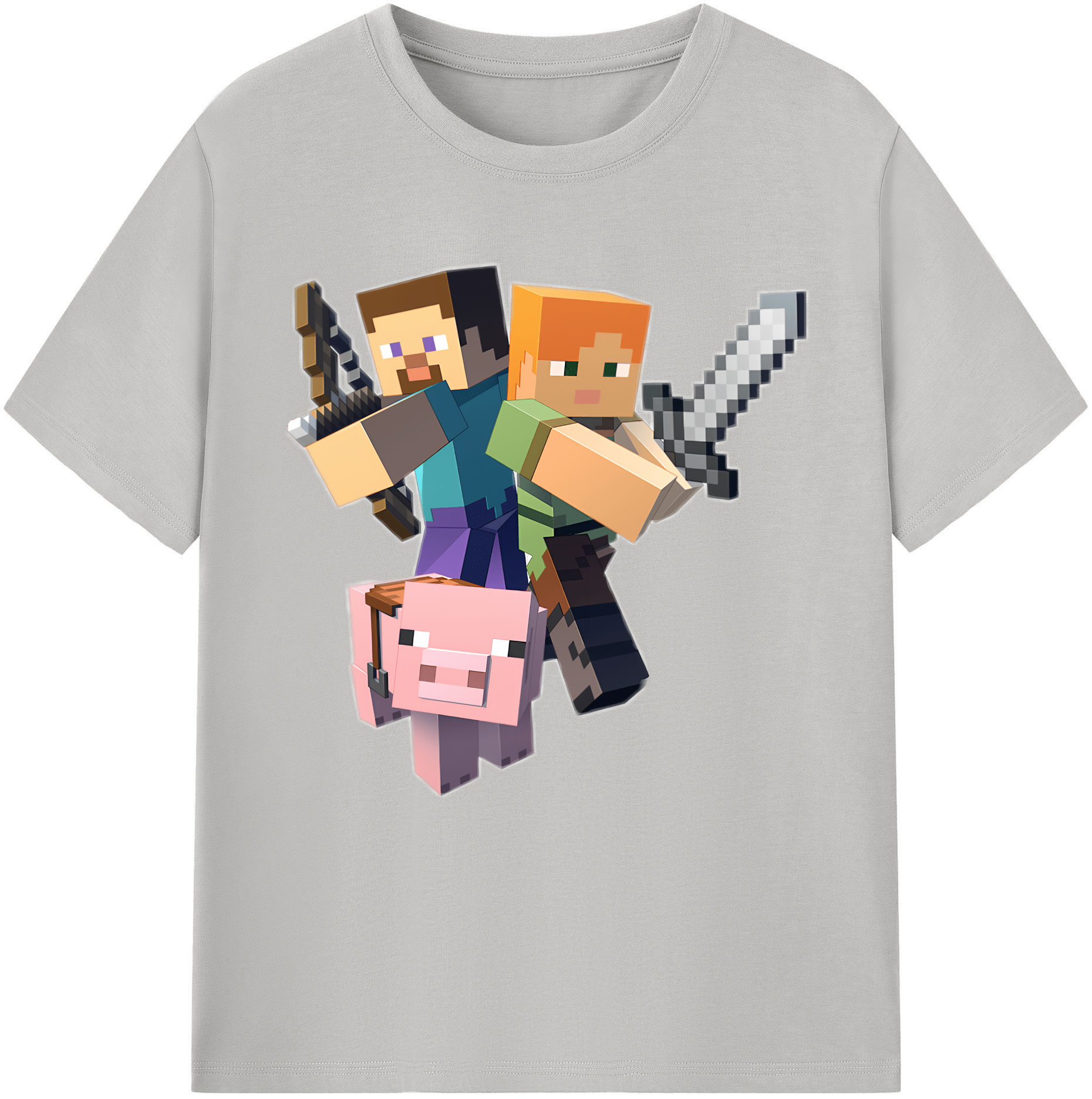 （画像用） マインクラフト ブロックの世界 Minecraft MC Block world レディースカジュアルプリントTシャツ（綿100％）