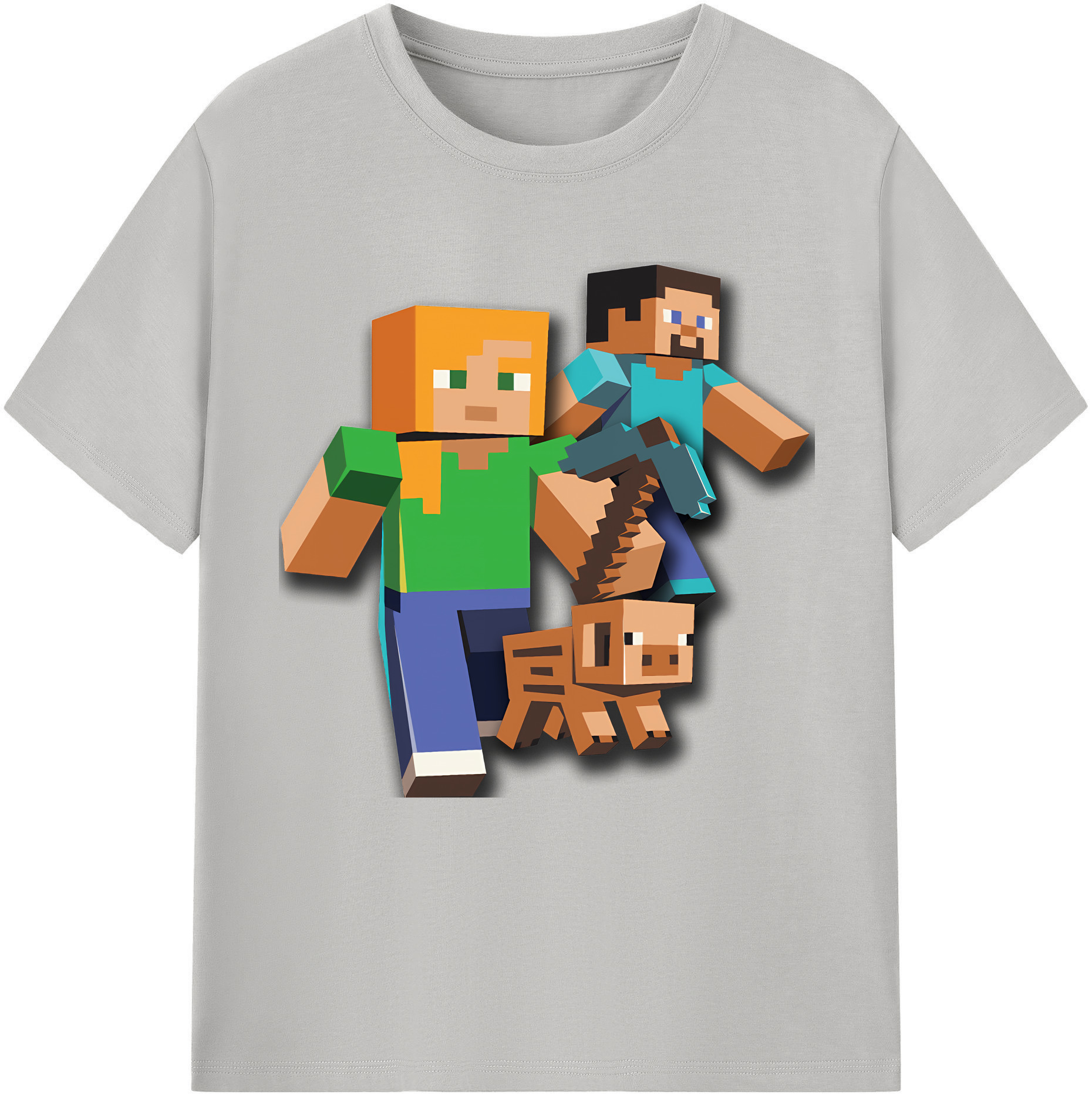 （画像用） マインクラフト ブロックの世界 Minecraft MC Block world レディースカジュアルプリントTシャツ（綿100％）