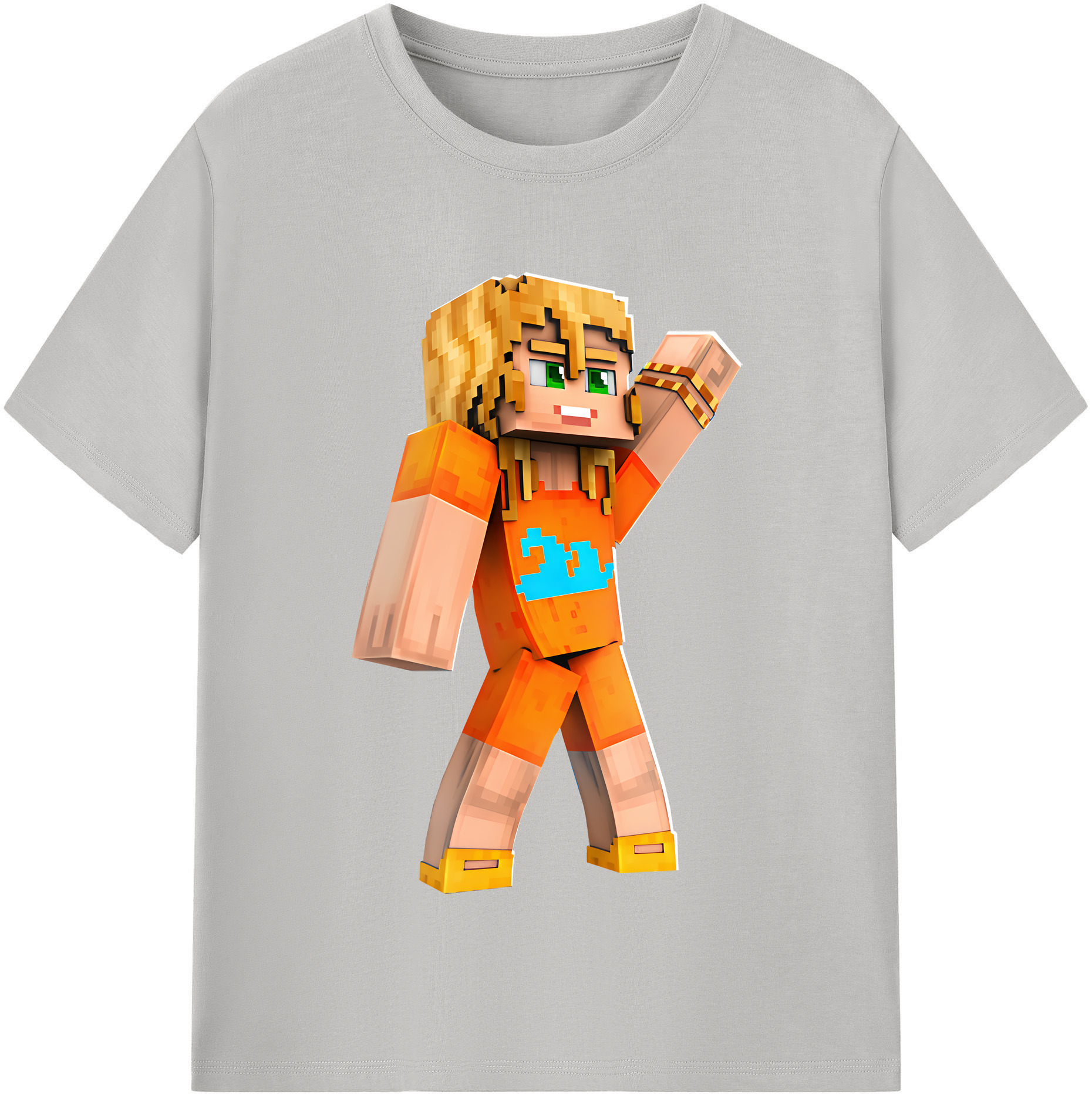 （画像用） マインクラフト ブロックの世界 Minecraft MC Block world レディースカジュアルプリントTシャツ（綿100％）