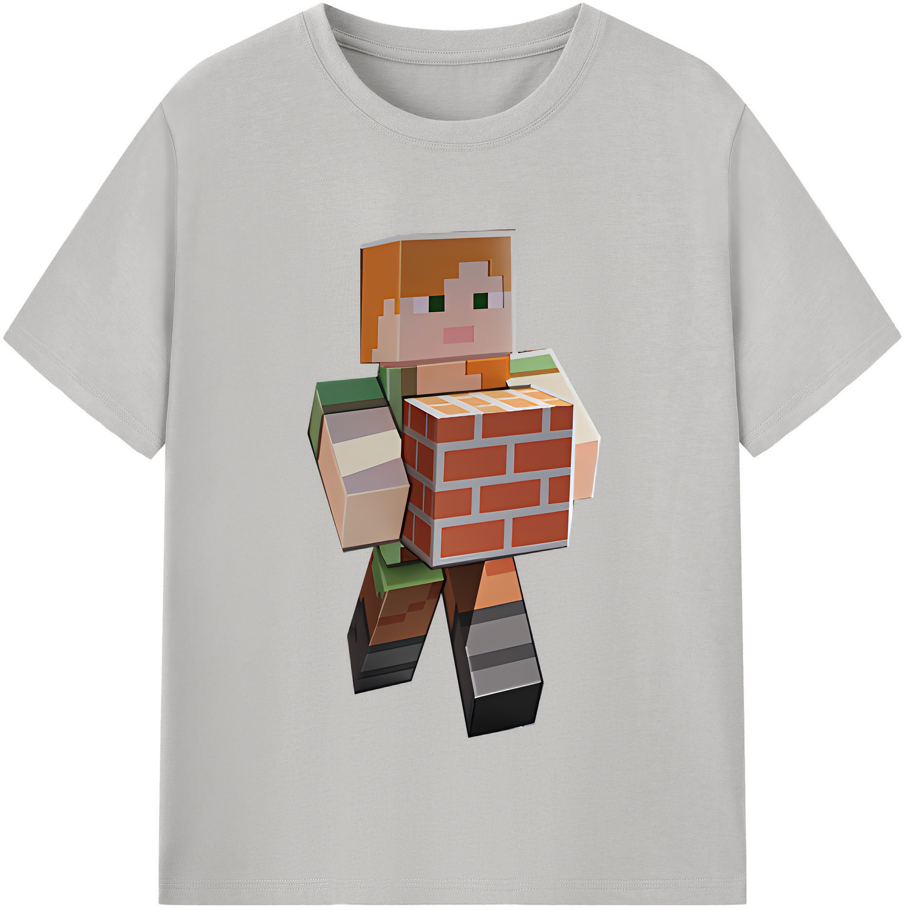 （画像用） マインクラフト ブロックの世界 Minecraft MC Block world レディースカジュアルプリントTシャツ（綿100％）
