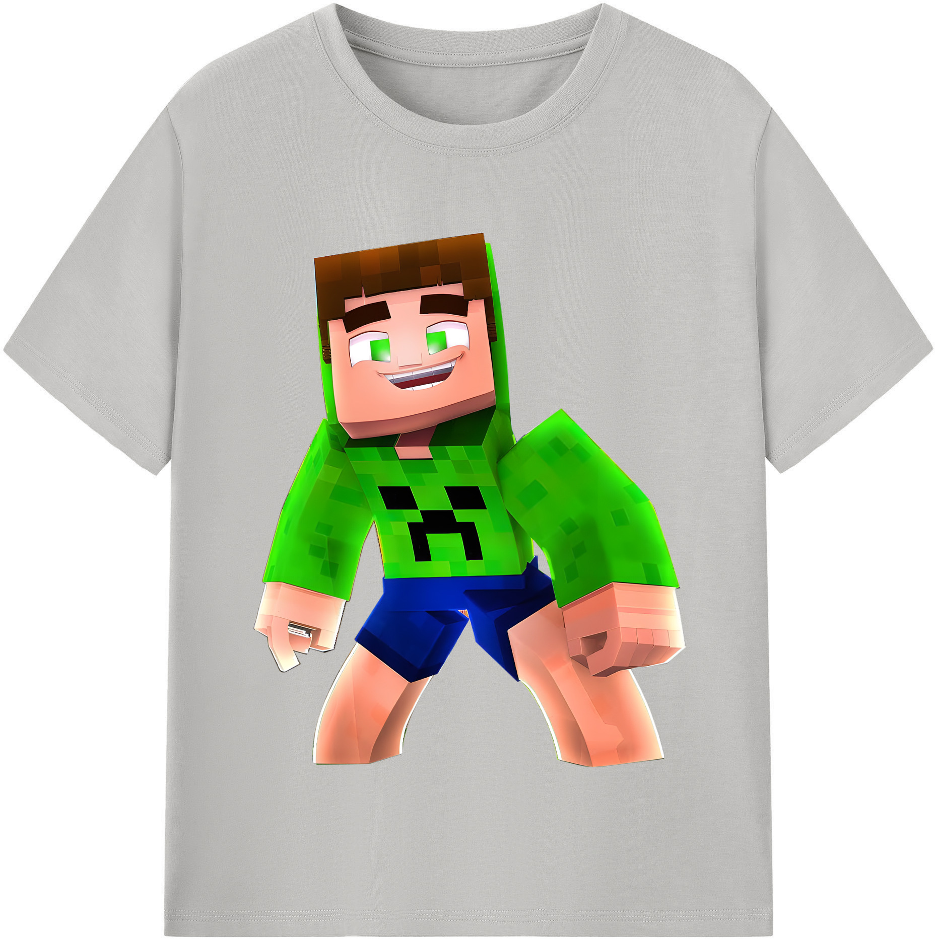（画像用） マインクラフト ブロックの世界 Minecraft MC Block world レディースカジュアルプリントTシャツ（綿100％）
