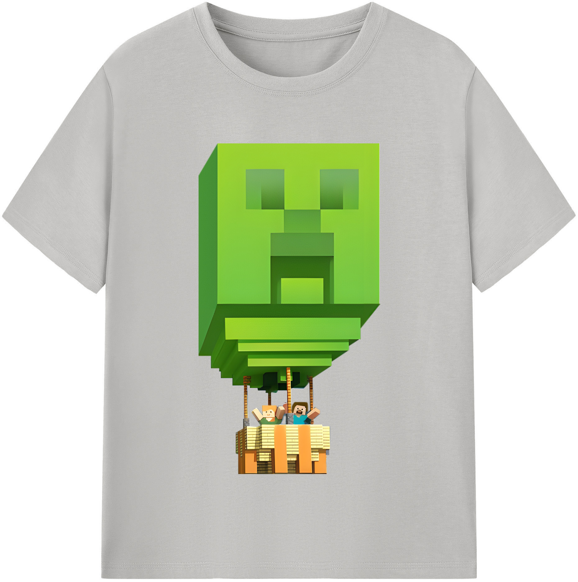 （画像用） マインクラフト ブロックの世界 Minecraft MC Block world レディースカジュアルプリントTシャツ（綿100％）