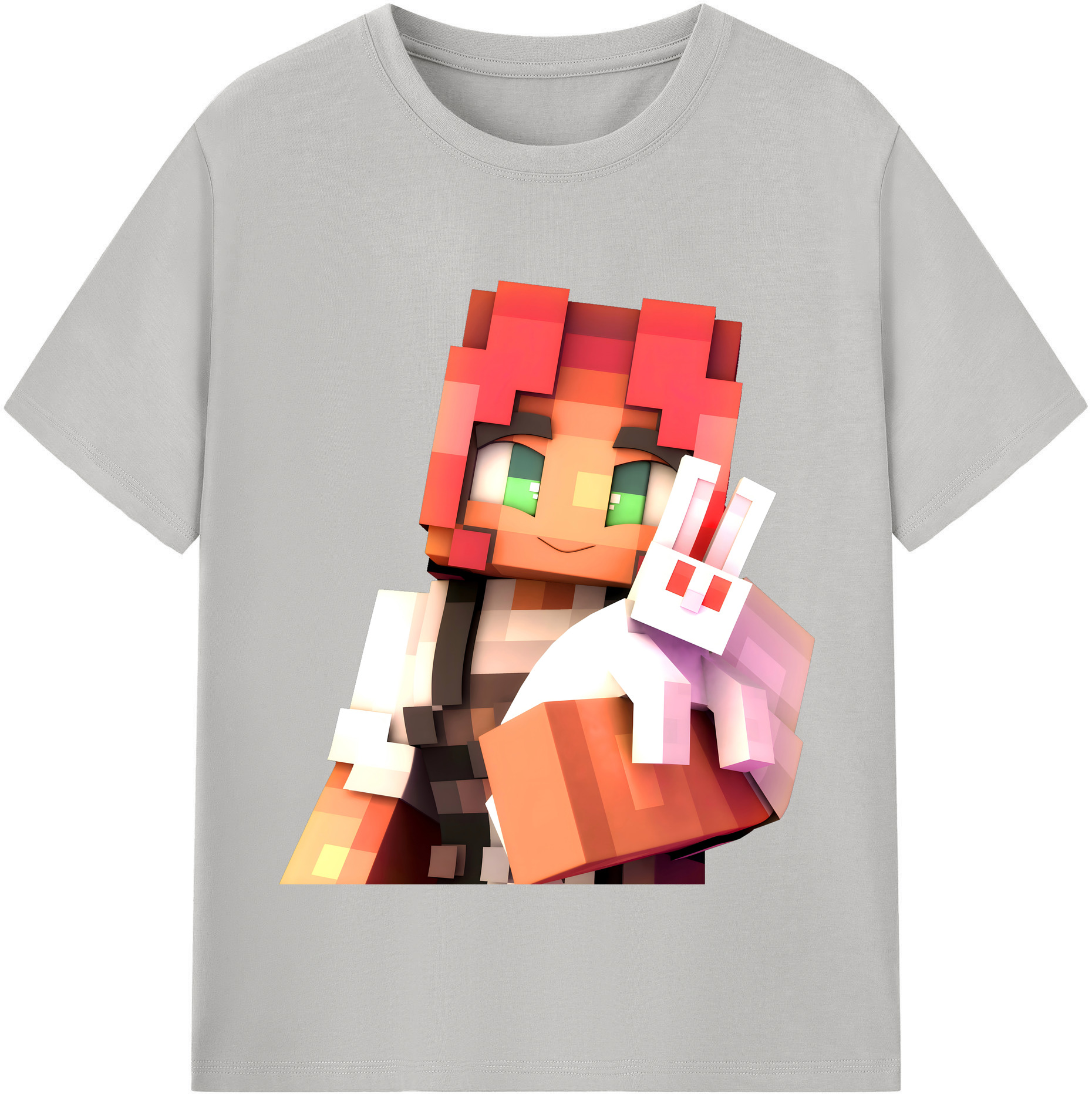 （画像用） マインクラフト ブロックの世界 Minecraft MC Block world レディースカジュアルプリントTシャツ（綿100％）
