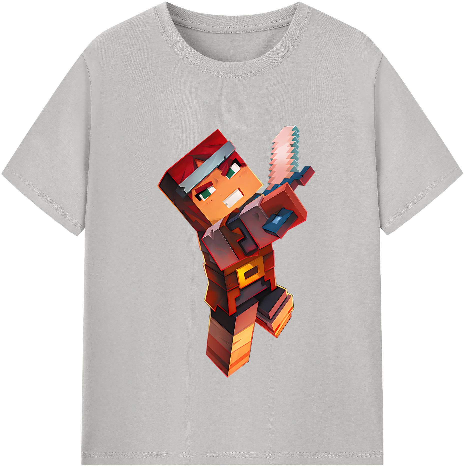 （画像用） マインクラフト ブロックの世界 Minecraft MC Block world レディースカジュアルプリントTシャツ（綿100％）