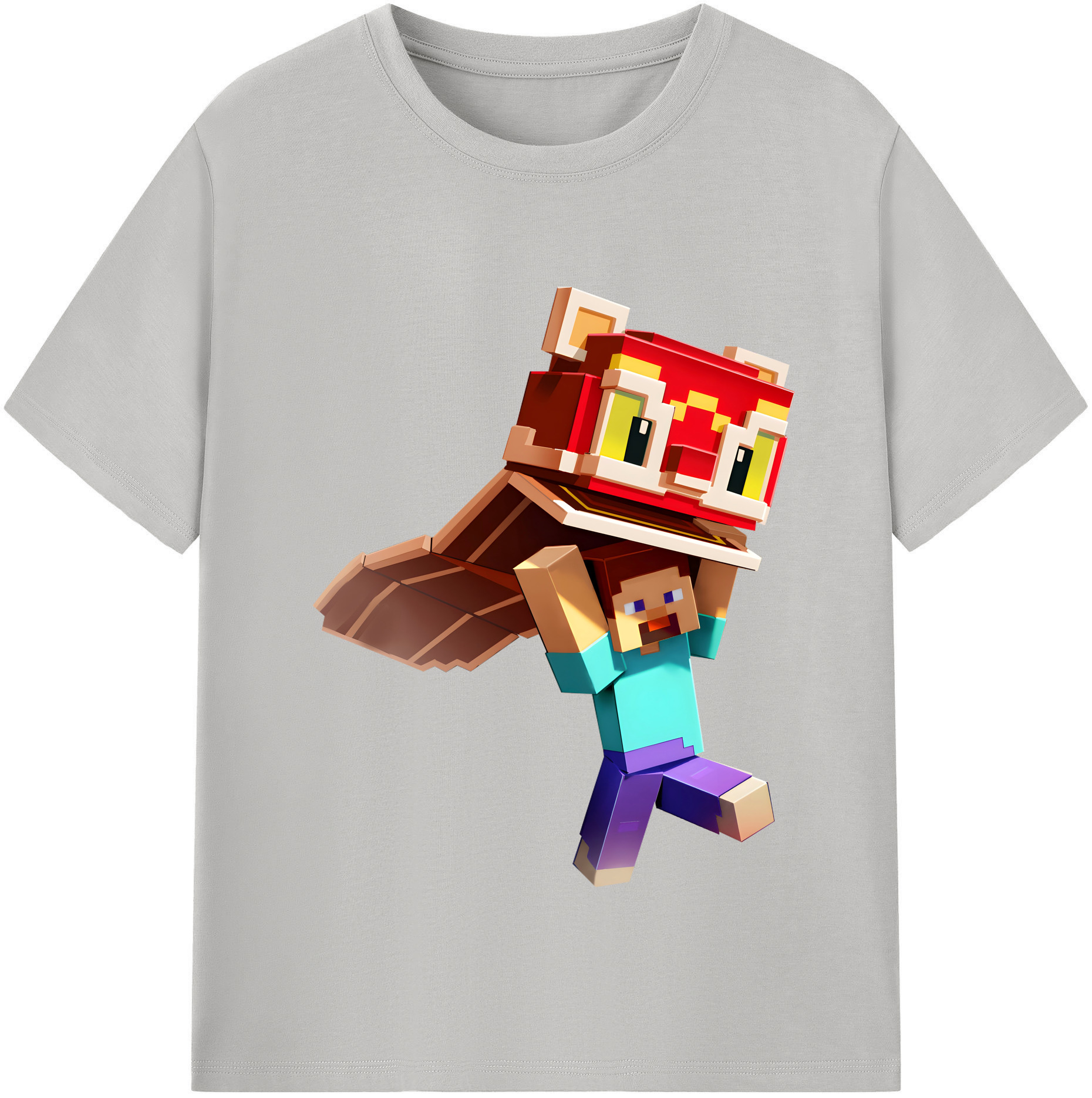 （画像用） マインクラフト ブロックの世界 Minecraft MC Block world レディースカジュアルプリントTシャツ（綿100％）