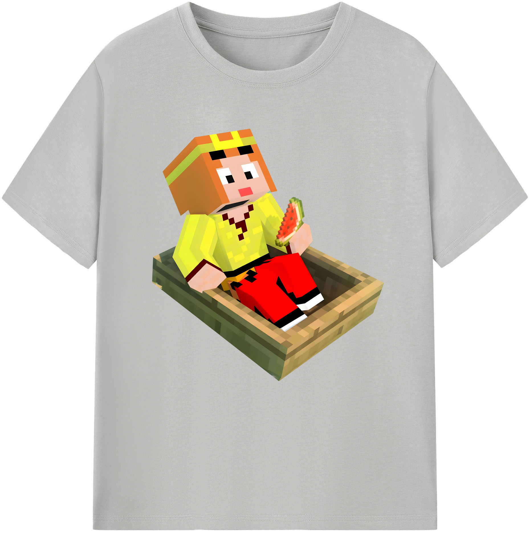 （画像用） マインクラフト ブロックの世界 Minecraft MC Block world レディースカジュアルプリントTシャツ（綿100％）