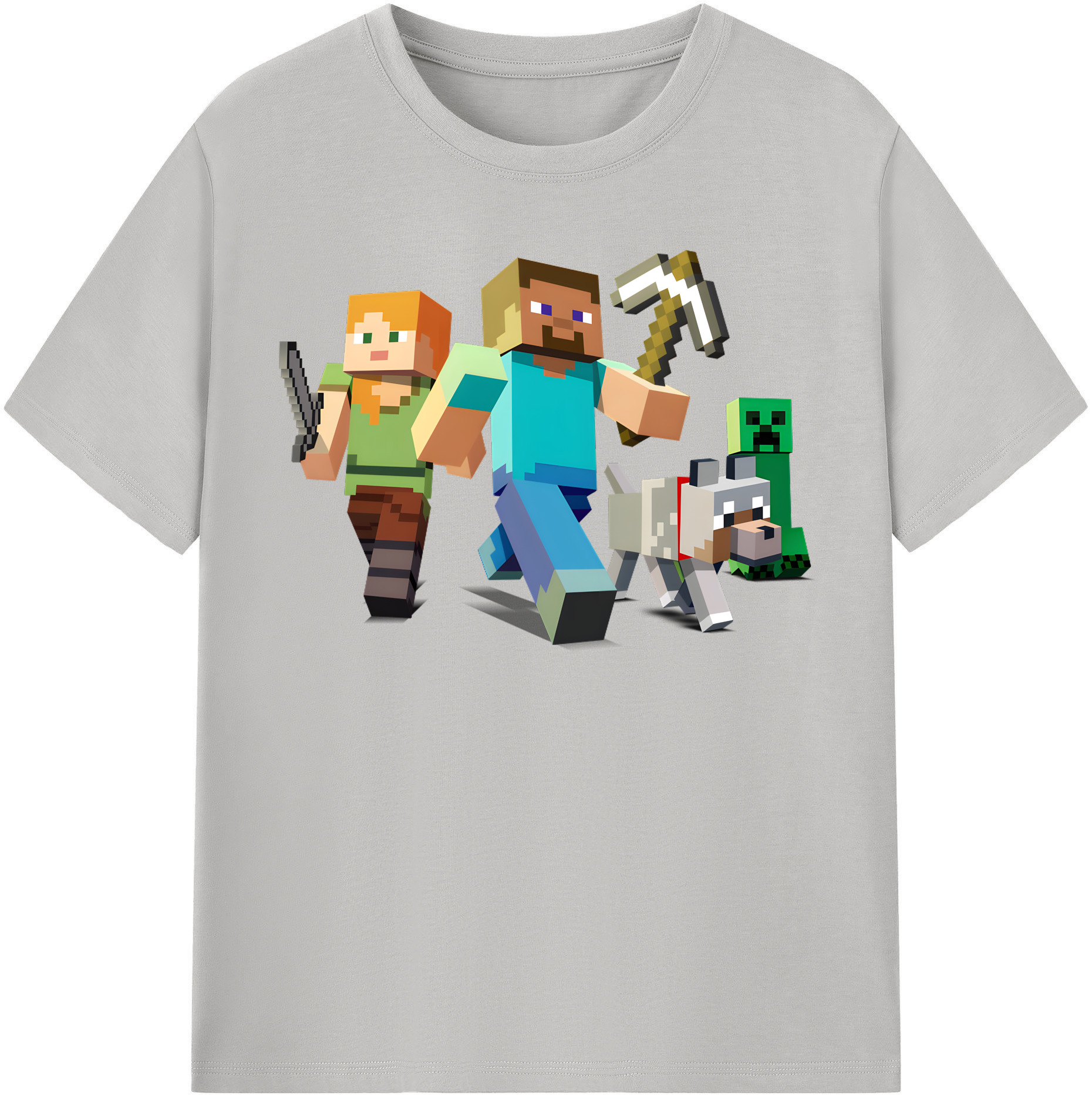 （画像用） マインクラフト ブロックの世界 Minecraft MC Block world レディースカジュアルプリントTシャツ（綿100％）