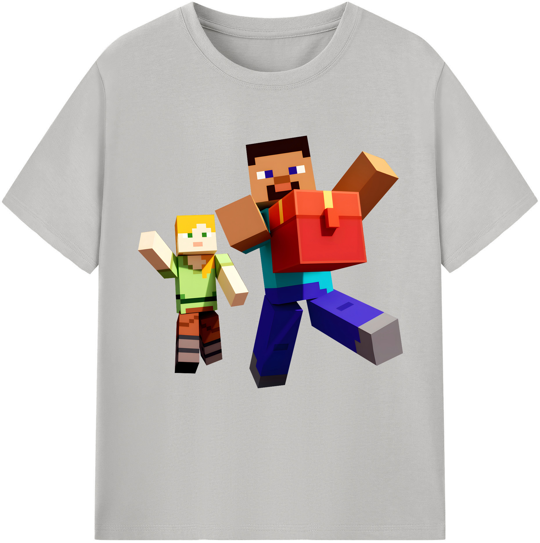 （画像用） マインクラフト ブロックの世界 Minecraft MC Block world レディースカジュアルプリントTシャツ（綿100％）