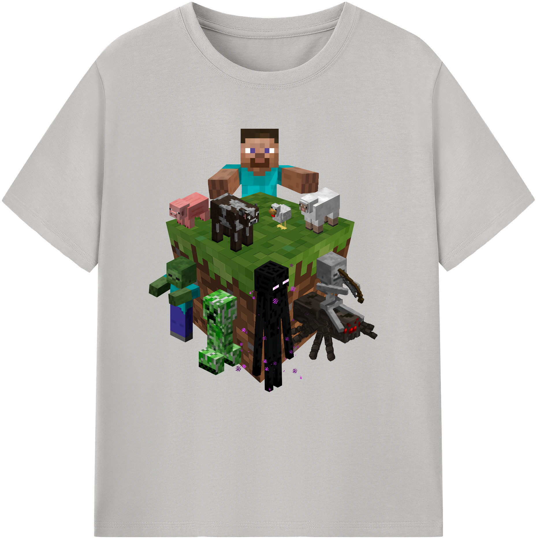 （画像用） マインクラフト ブロックの世界 Minecraft MC Block world レディースカジュアルプリントTシャツ（綿100％）