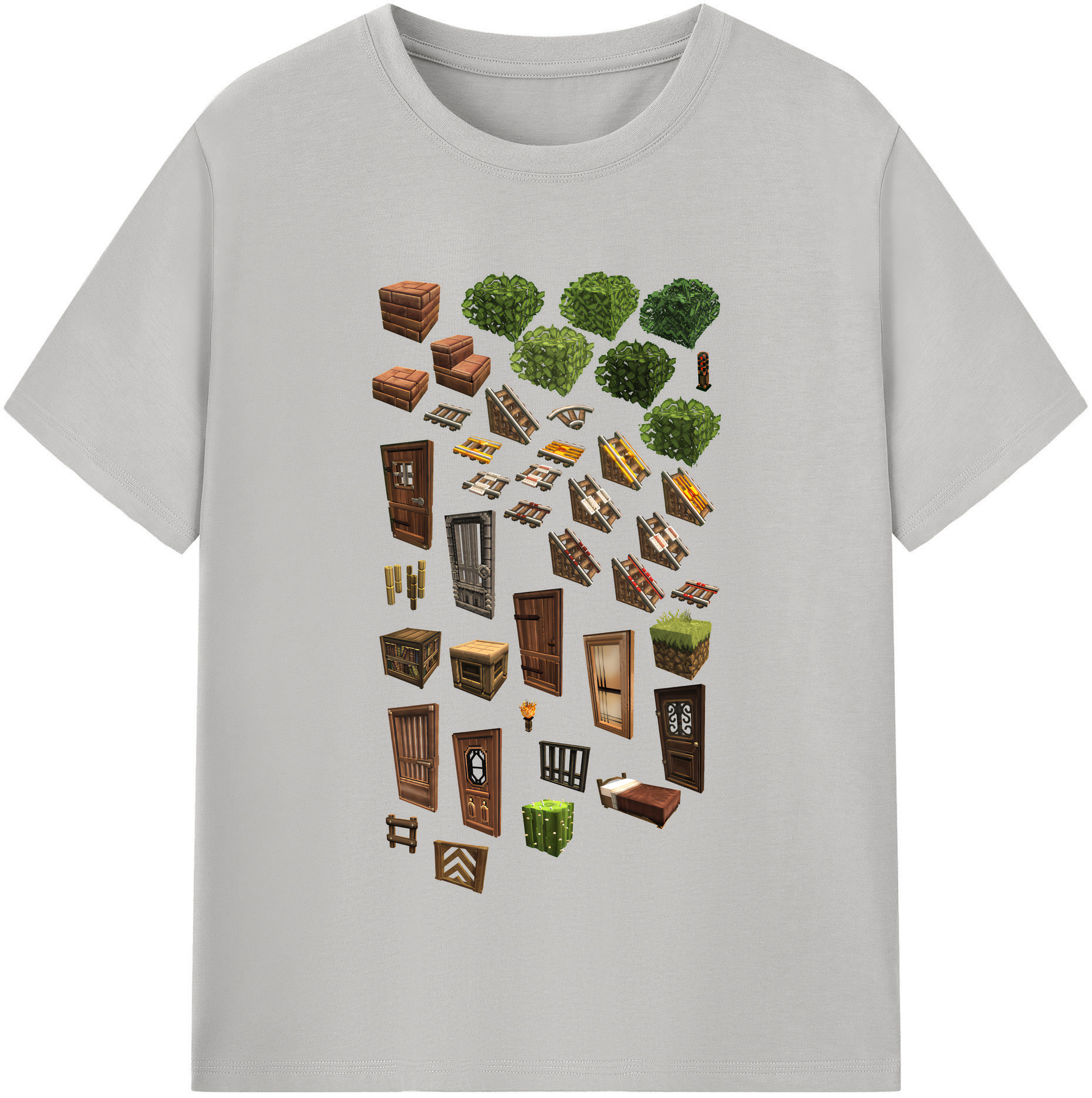 （画像用） マインクラフト ブロックの世界 Minecraft MC Block world レディースカジュアルプリントTシャツ（綿100％）