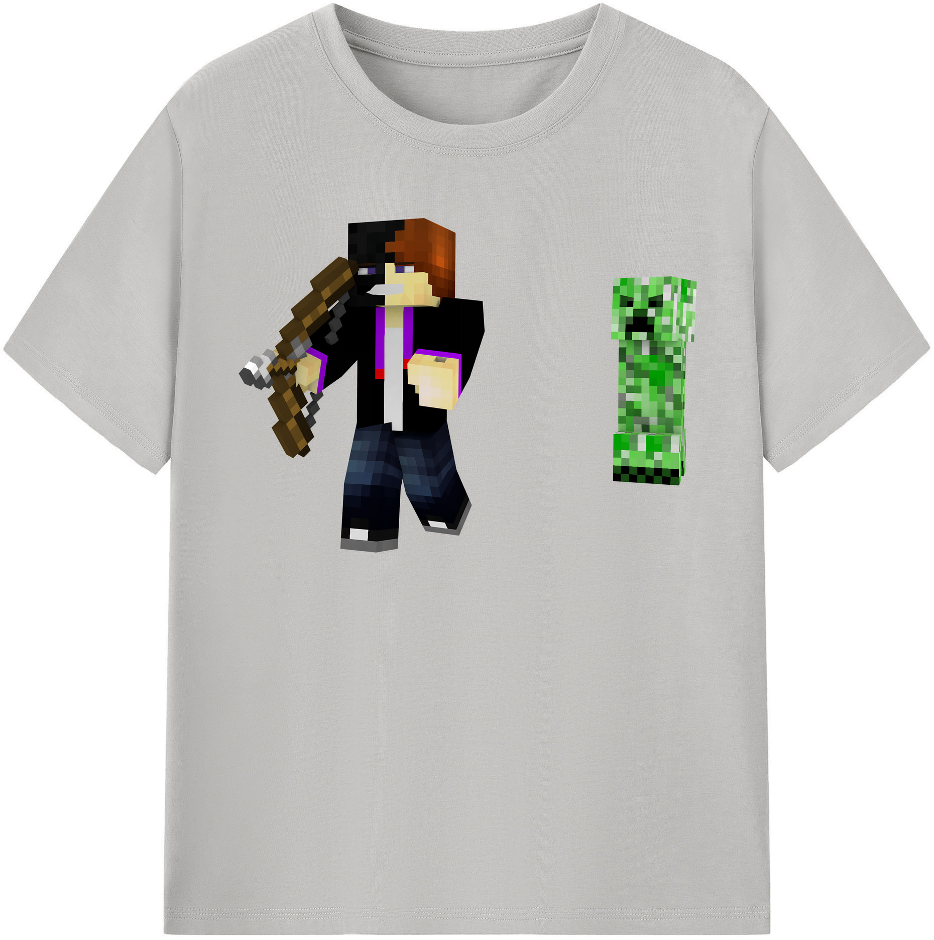 （画像用） マインクラフト ブロックの世界 Minecraft MC Block world レディースカジュアルプリントTシャツ（綿100％）