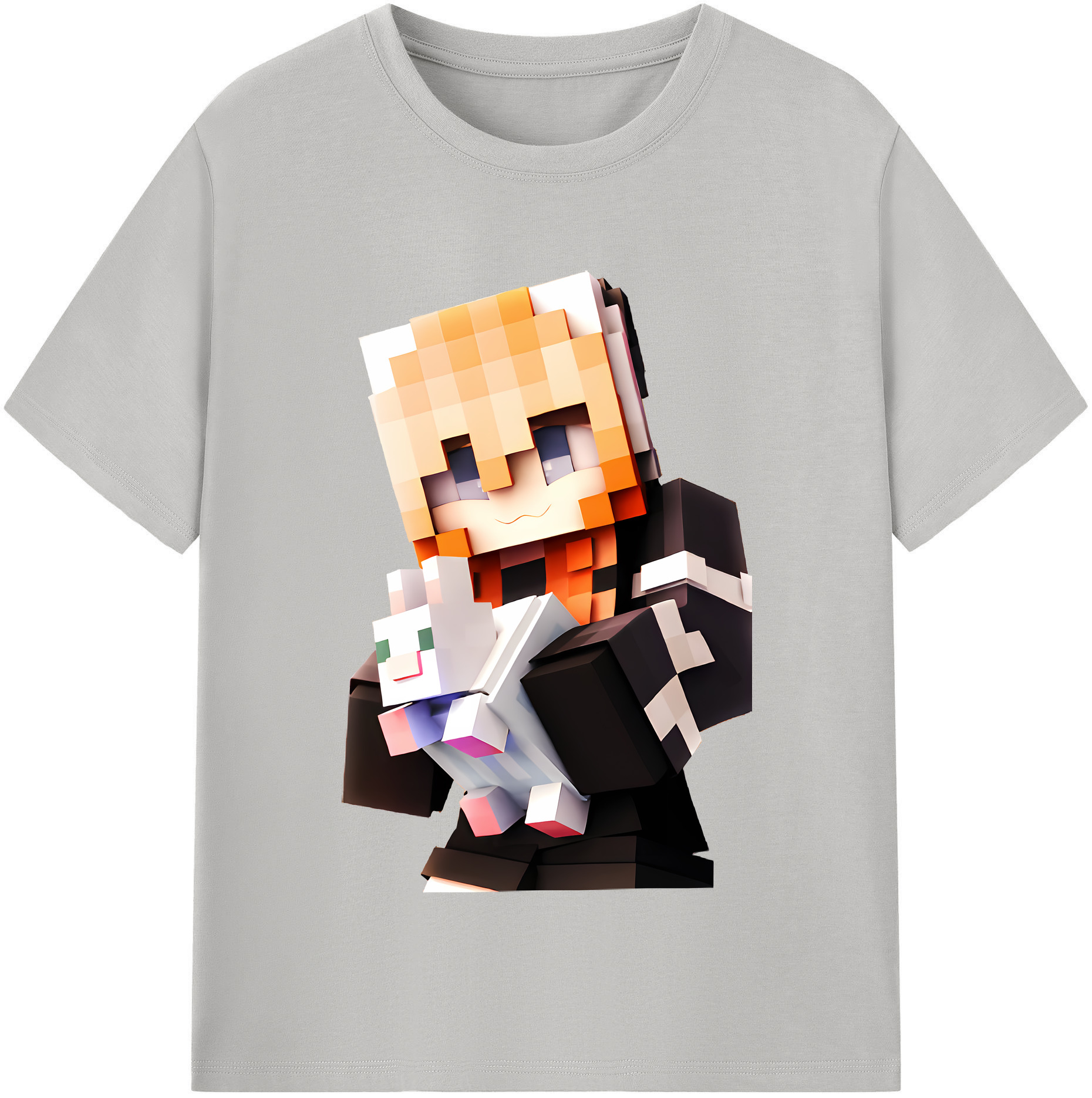 （画像用） マインクラフト ブロックの世界 Minecraft MC Block world レディースカジュアルプリントTシャツ（綿100％）