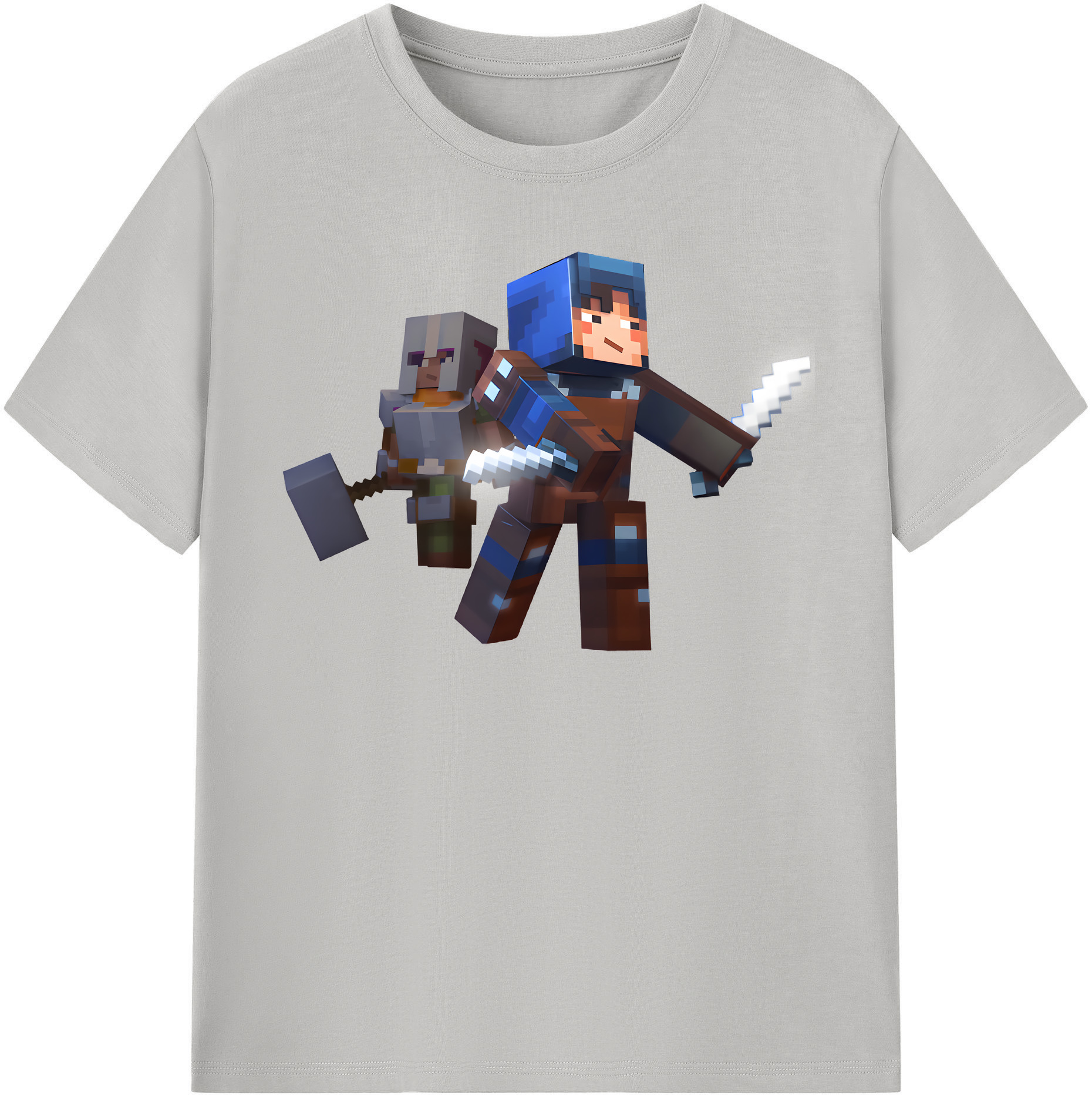 （画像用） マインクラフト ブロックの世界 Minecraft MC Block world レディースカジュアルプリントTシャツ（綿100％）