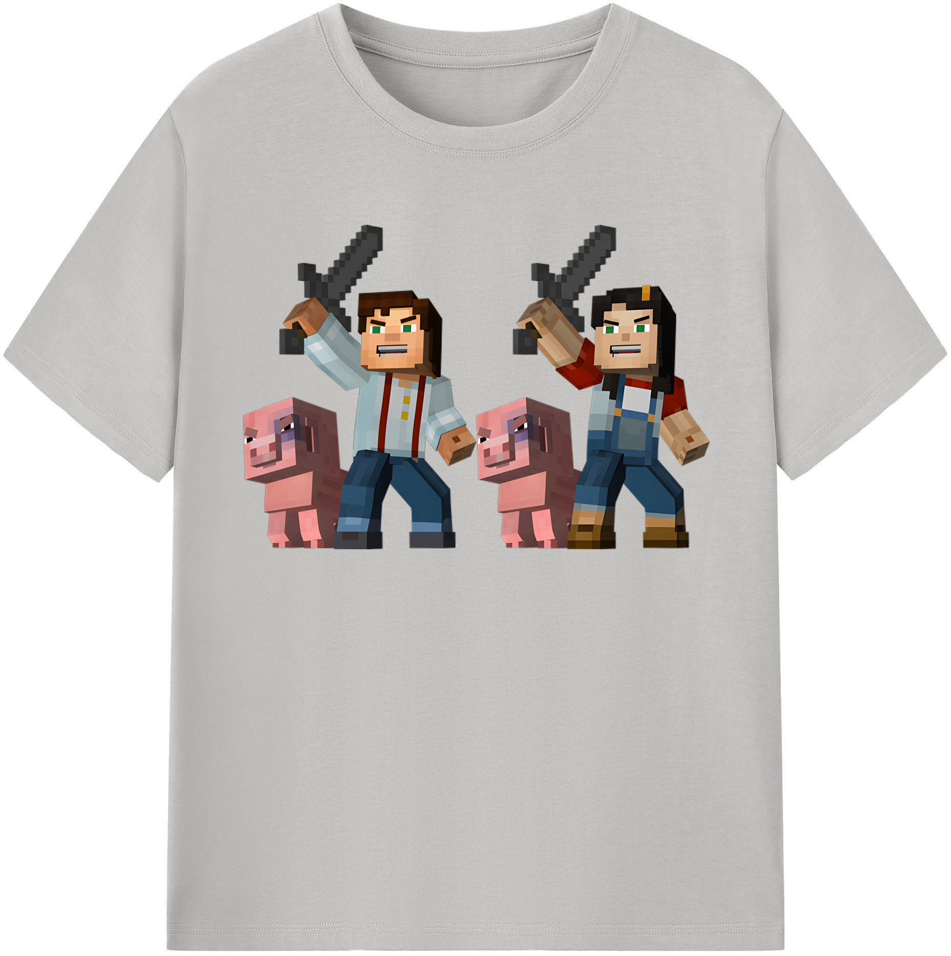 （画像用） マインクラフト ブロックの世界 Minecraft MC Block world レディースカジュアルプリントTシャツ（綿100％）