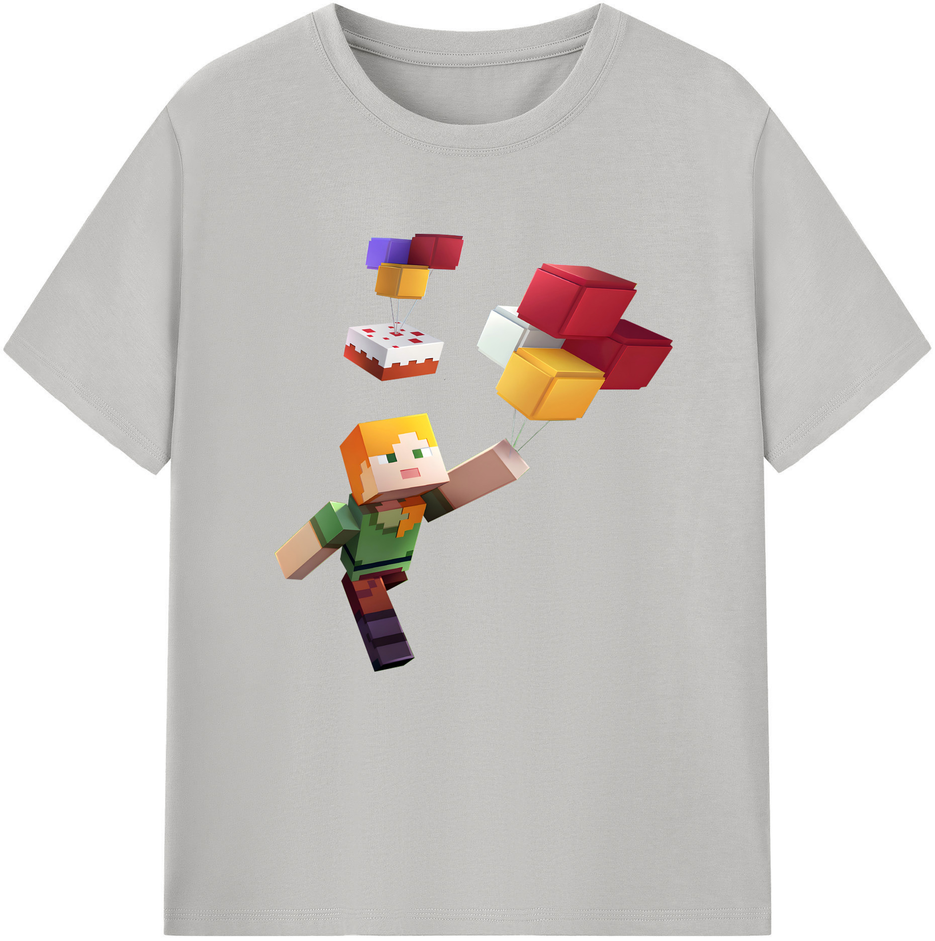 （画像用） マインクラフト ブロックの世界 Minecraft MC Block world レディースカジュアルプリントTシャツ（綿100％）