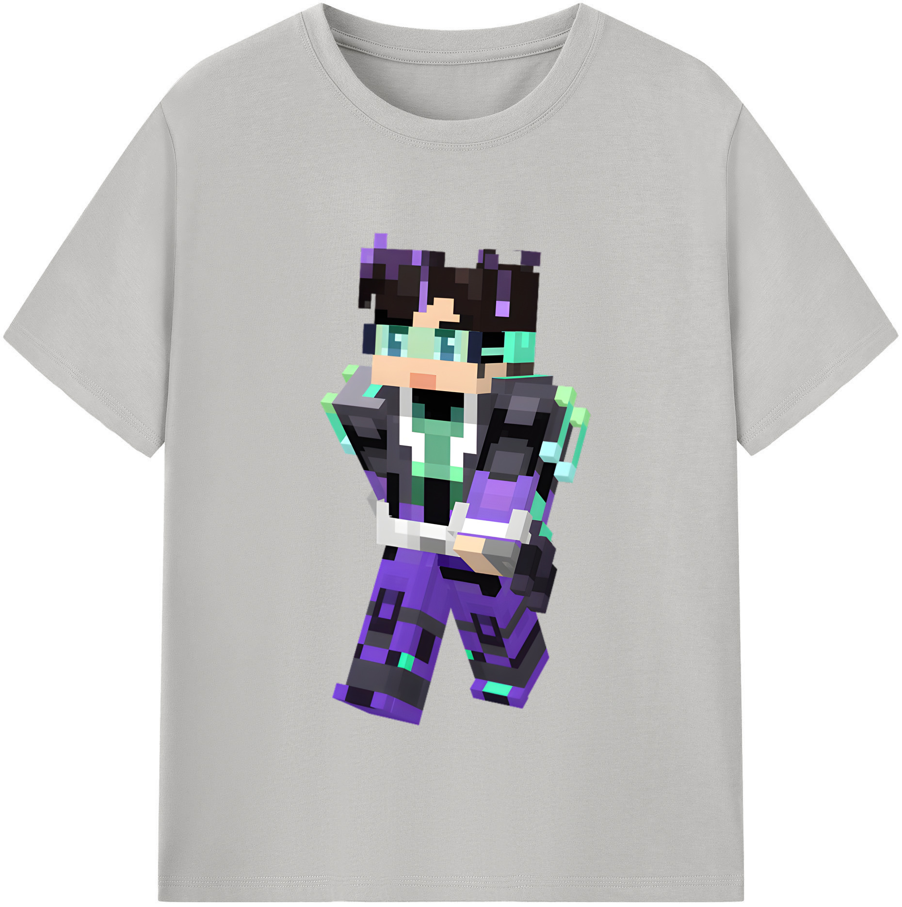 （画像用） マインクラフト ブロックの世界 Minecraft MC Block world レディースカジュアルプリントTシャツ（綿100％）