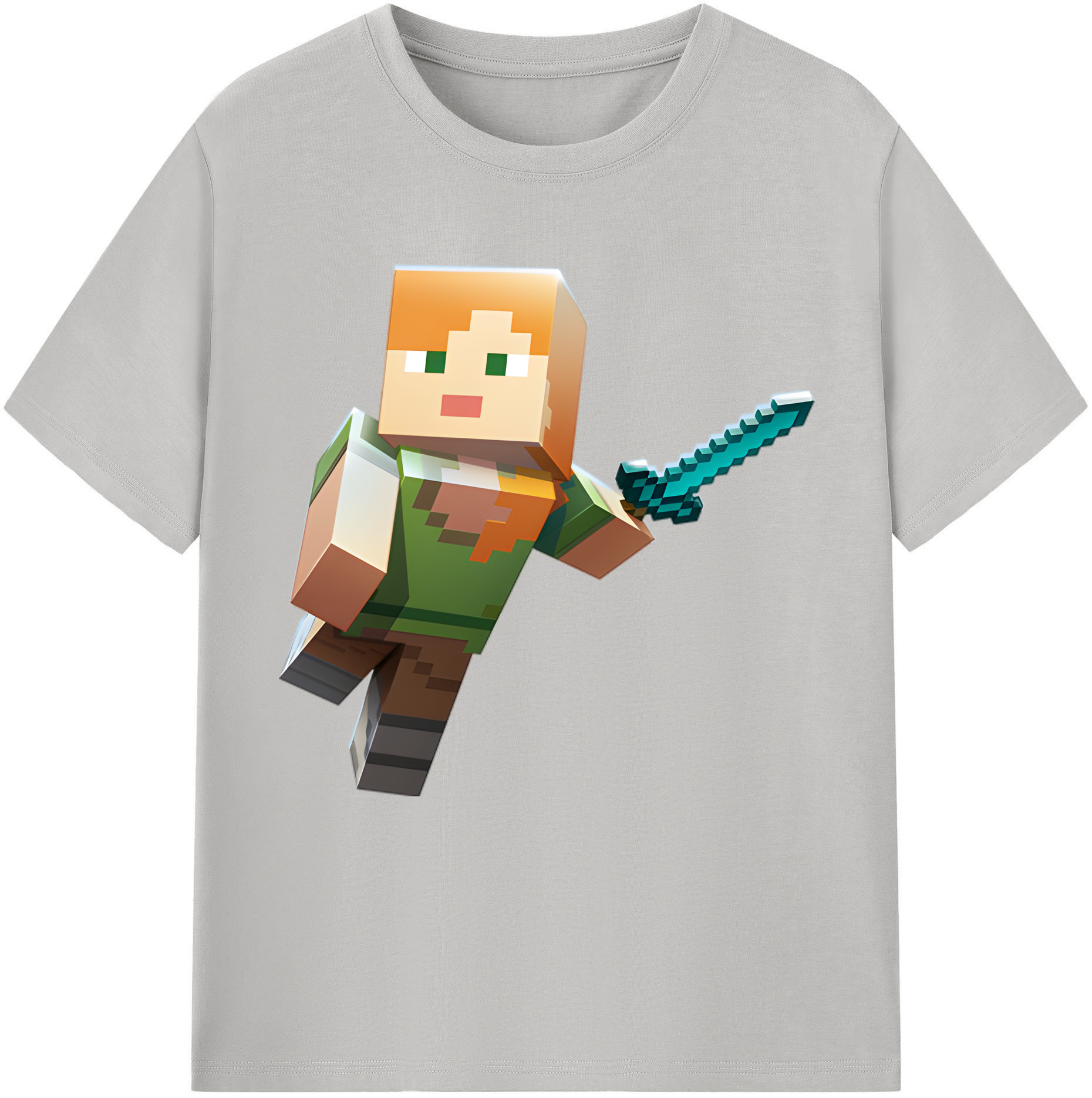 （画像用） マインクラフト ブロックの世界 Minecraft MC Block world レディースカジュアルプリントTシャツ（綿100％）