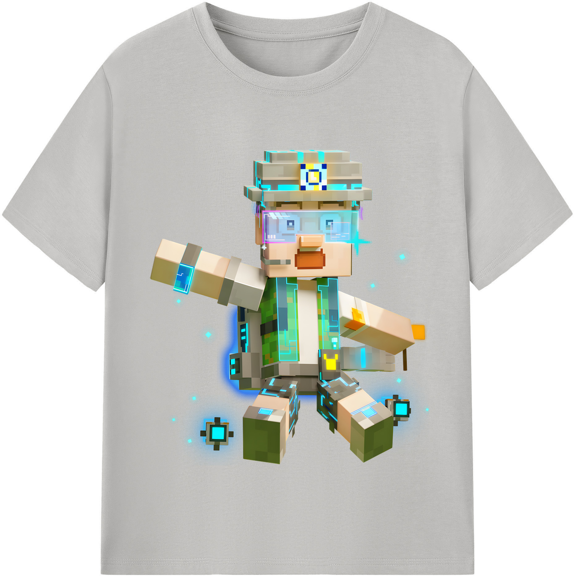（画像用） マインクラフト ブロックの世界 Minecraft MC Block world レディースカジュアルプリントTシャツ（綿100％）