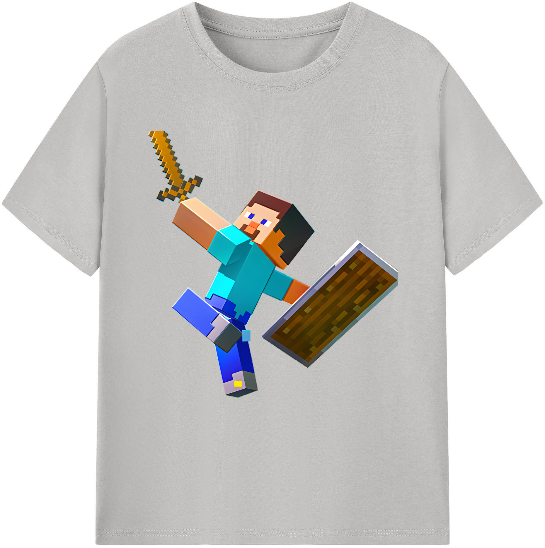 （画像用） マインクラフト ブロックの世界 Minecraft MC Block world レディースカジュアルプリントTシャツ（綿100％）