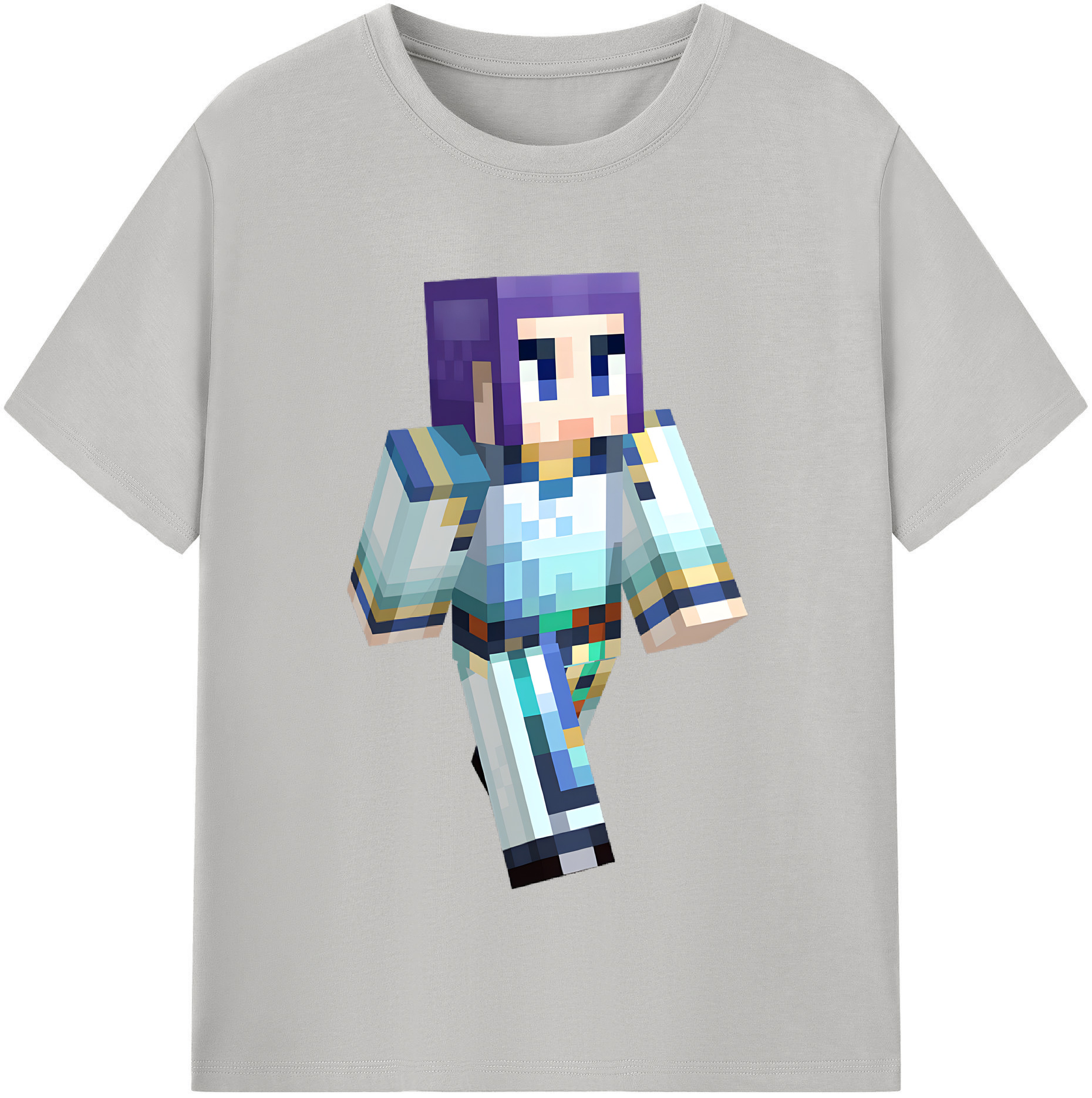 （画像用） マインクラフト ブロックの世界 Minecraft MC Block world レディースカジュアルプリントTシャツ（綿100％）