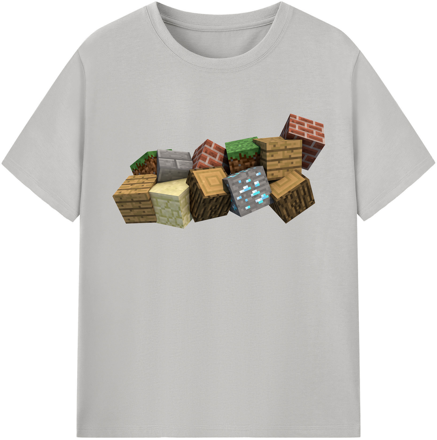 （画像用） マインクラフト ブロックの世界 Minecraft MC Block world レディースカジュアルプリントTシャツ（綿100％）
