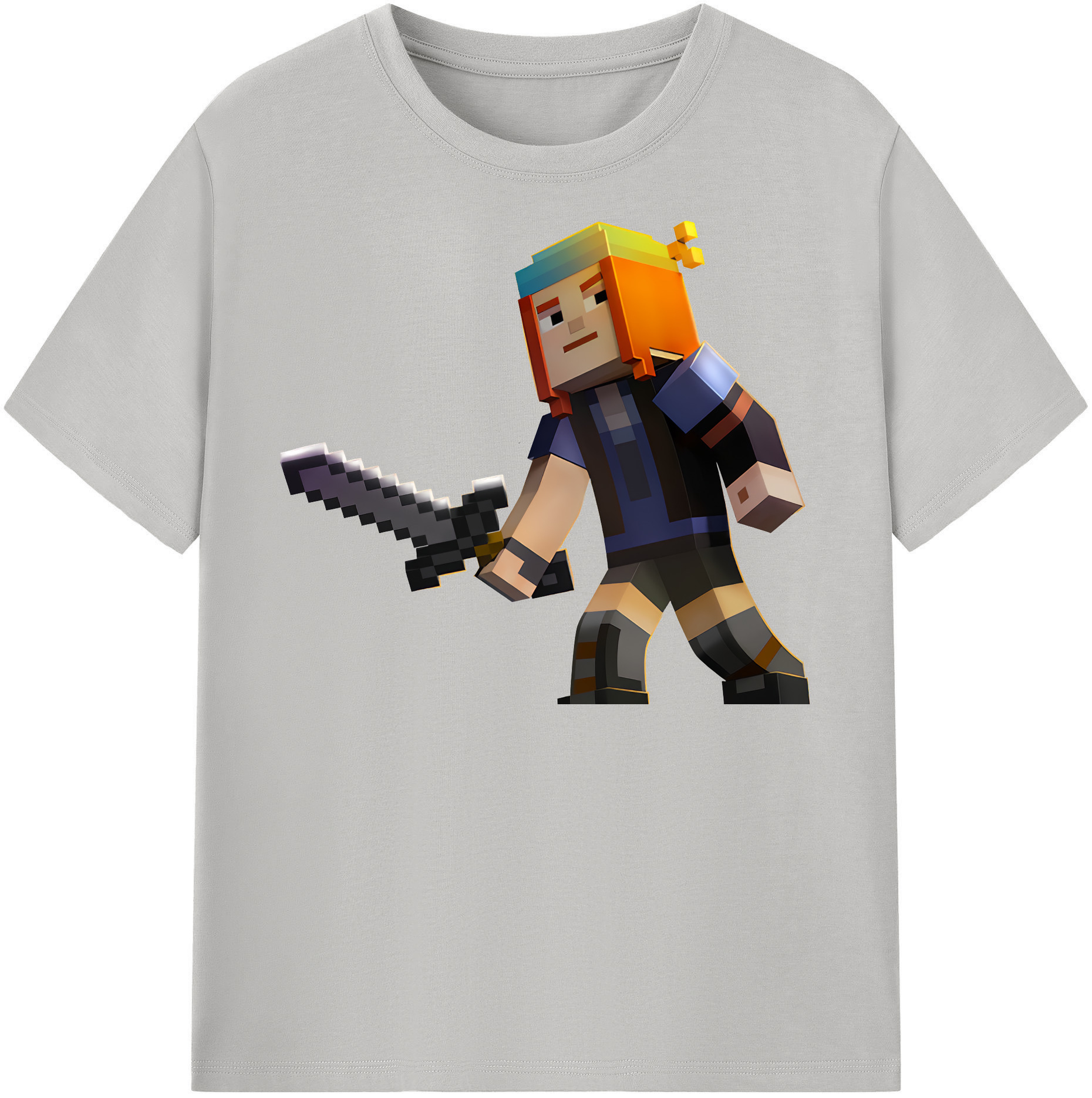 （画像用） マインクラフト ブロックの世界 Minecraft MC Block world レディースカジュアルプリントTシャツ（綿100％）